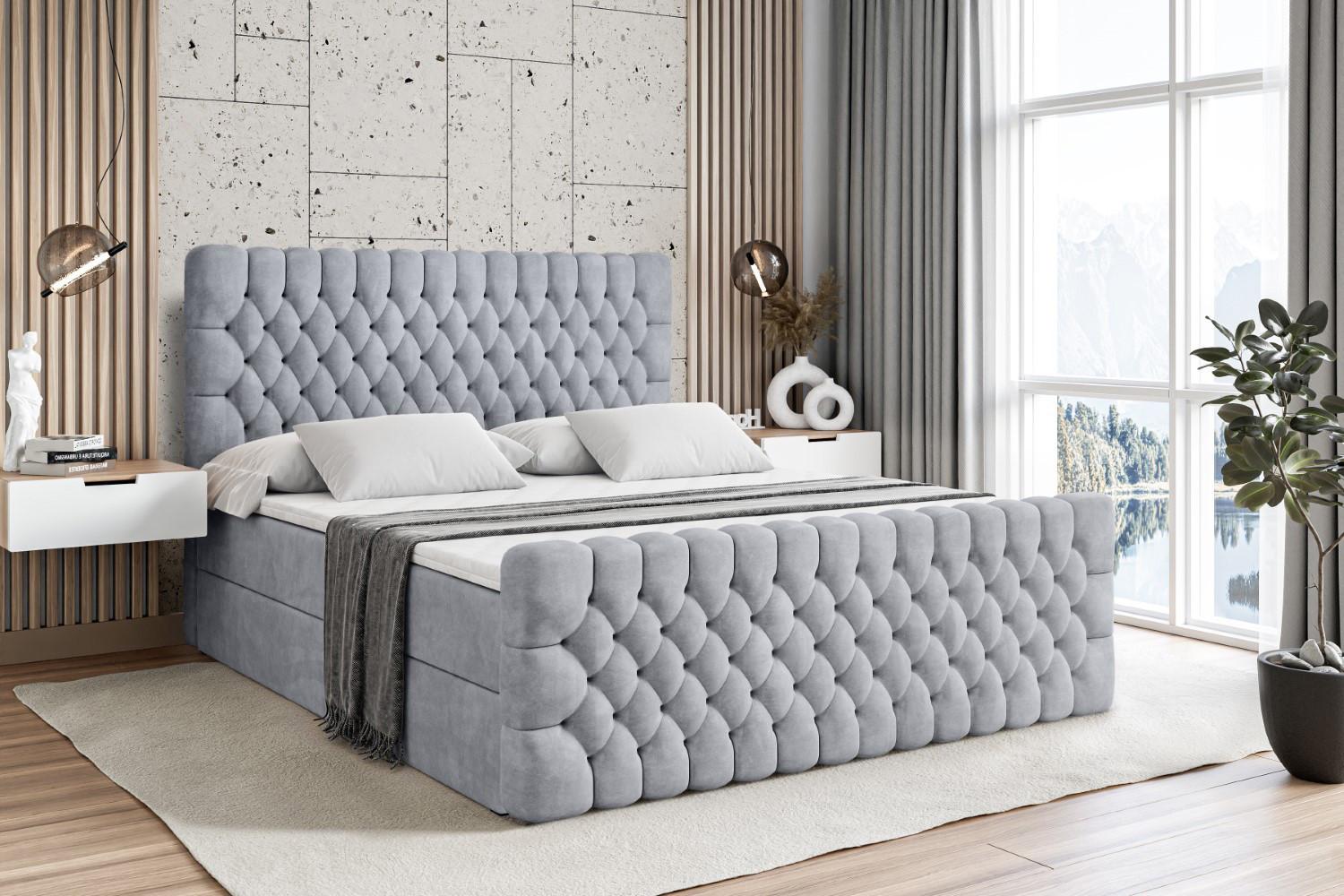wohnli-moebel-suche-800001692607-1 BOXBETT SERENE-Z - 200 x 200 - H3 - Hellgrau Holzwerkstoff ALTDECOR Möbel > Betten > Boxspringbetten Grau