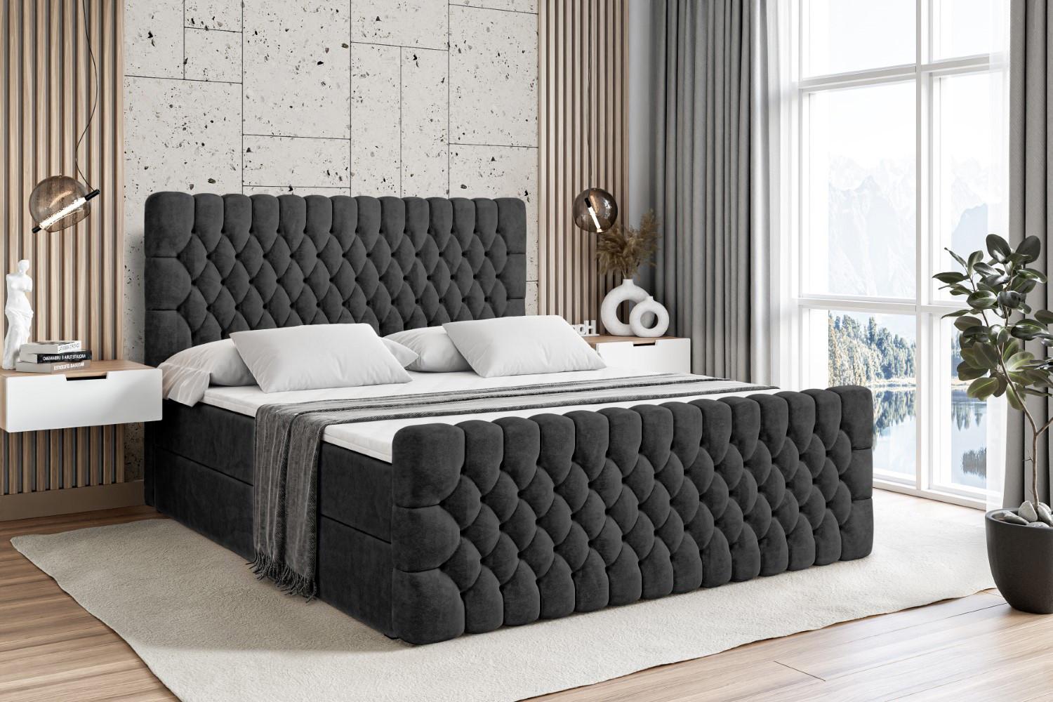 BOXBETT SERENE-Z - 180 x 200 - H3 - Schwarz Holzwerkstoff ALTDECOR Möbel > Betten > Boxspringbetten Schwarz