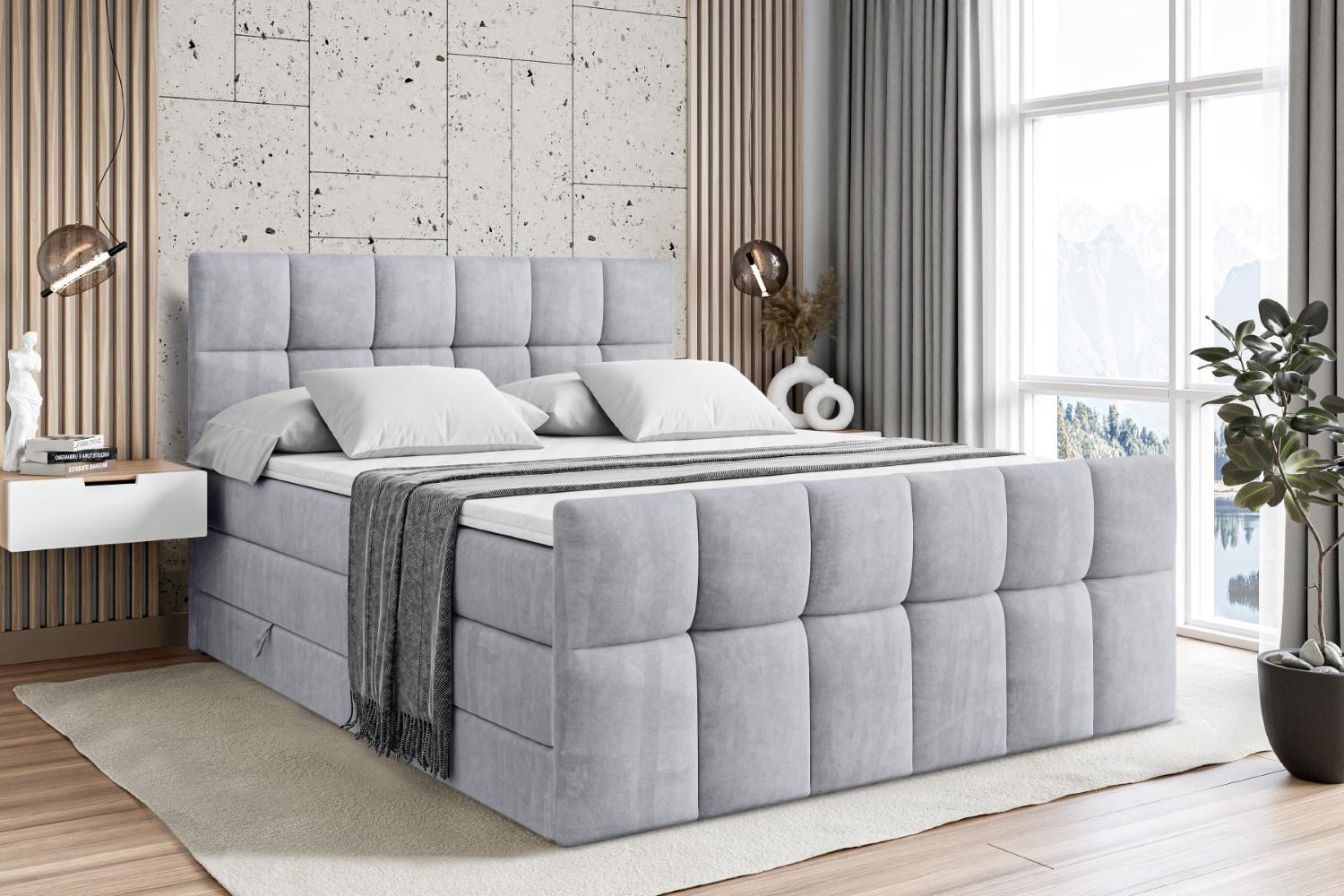wohnli-moebel-suche-800001692685-1 BOXSPRINGBETT RICAR-Z KING - 140 x 200 - H3/H4 - Hellgrau Holzwerkstoff ALTDECOR Möbel > Betten > Boxspringbetten Grau