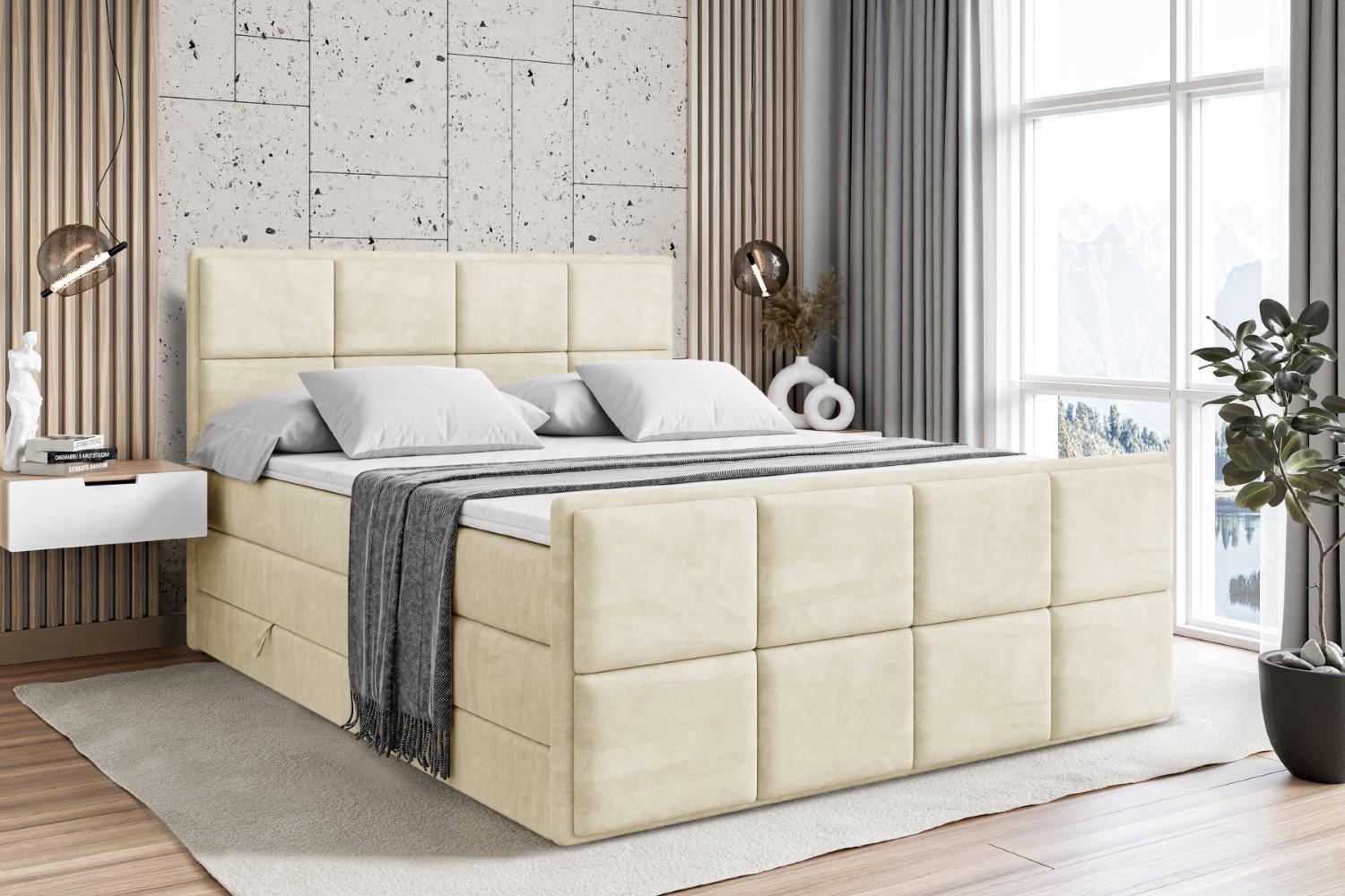 BOXSPRINGBETT NOVA-Z KING - 180 x 200 - H3/H4 - Beige Holzwerkstoff ALTDECOR Möbel > Betten > Boxspringbetten Beige