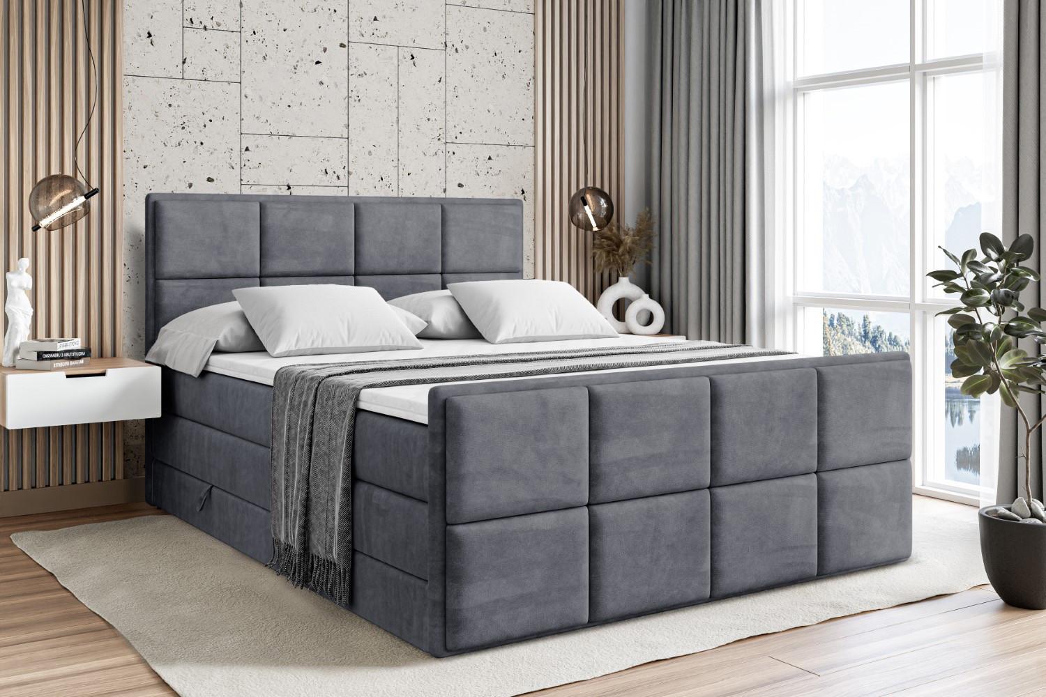 wohnli-moebel-suche-800001692722-1 BOXSPRINGBETT NOVA-Z KING - 120 x 200 - H3/H4 - Dunkelgrau Holzwerkstoff ALTDECOR Möbel > Betten > Boxspringbetten Grau