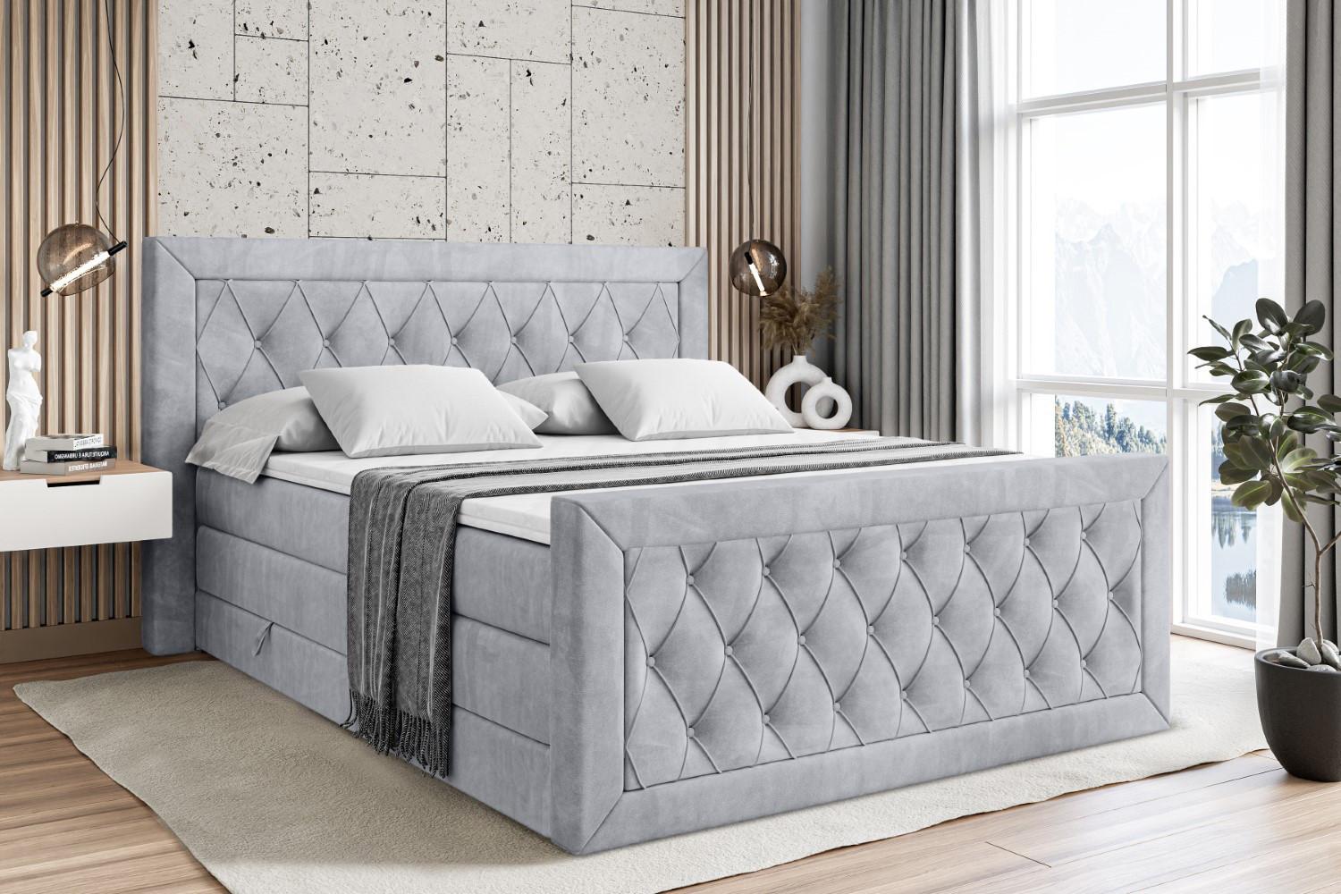 wohnli-moebel-suche-800001692729-1 BOXSPRINGBETT NOEL-Z KING - 180 x 200 - H3/H4 - Hellgrau Holzwerkstoff ALTDECOR Möbel > Betten > Boxspringbetten Grau
