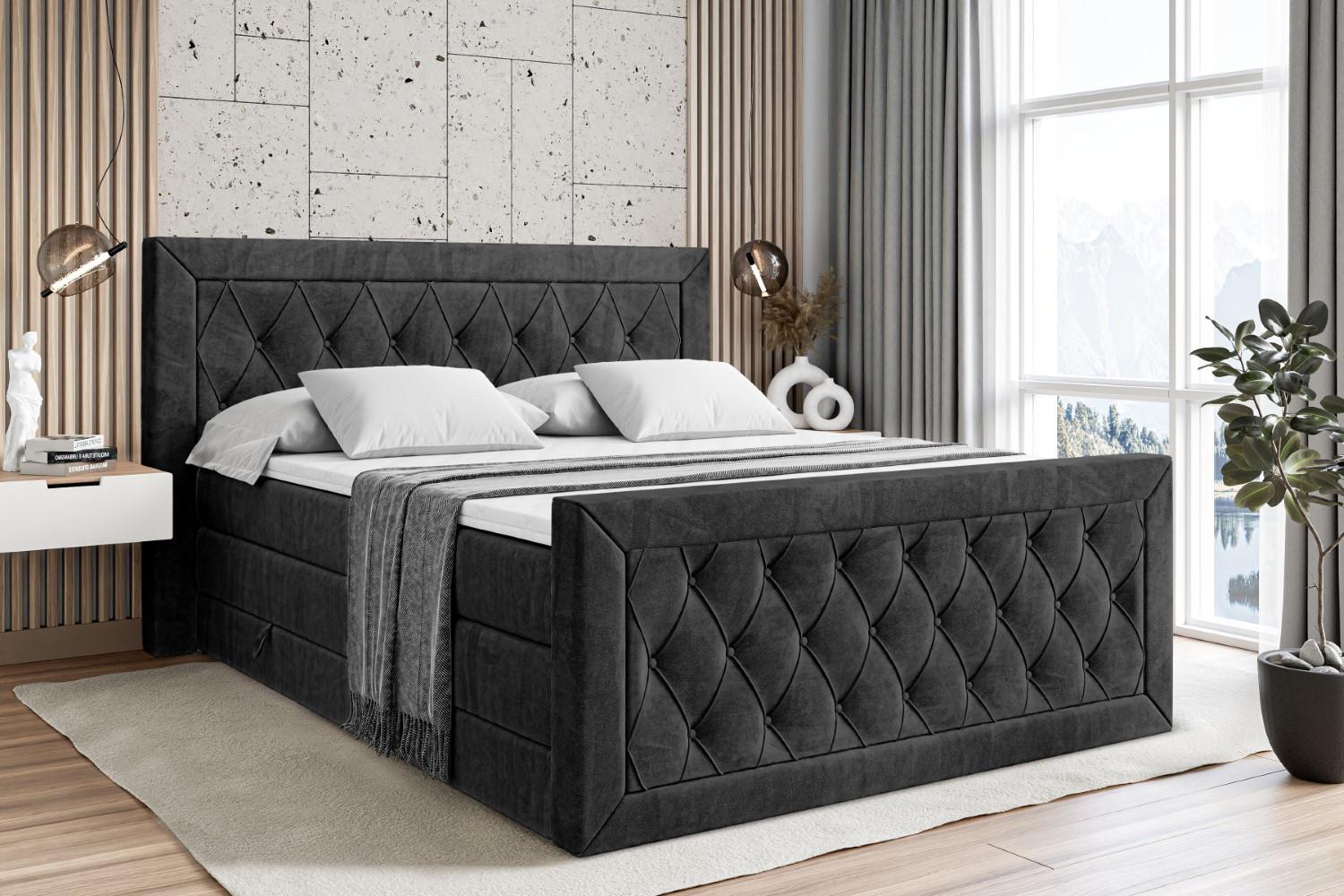 BOXSPRINGBETT NOEL-Z KING - 180 x 200 - H3/H4 - Schwarz Holzwerkstoff ALTDECOR Möbel > Betten > Boxspringbetten Schwarz