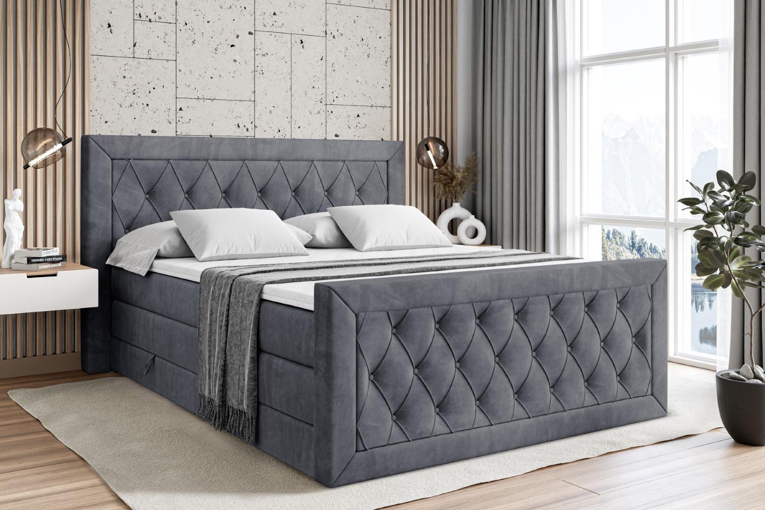 wohnli-moebel-suche-800001692769-1 BOXSPRINGBETT NOEL-Z KING - 180 x 200 - H3/H4 - Dunkelgrau Holzwerkstoff ALTDECOR Möbel > Betten > Boxspringbetten Grau