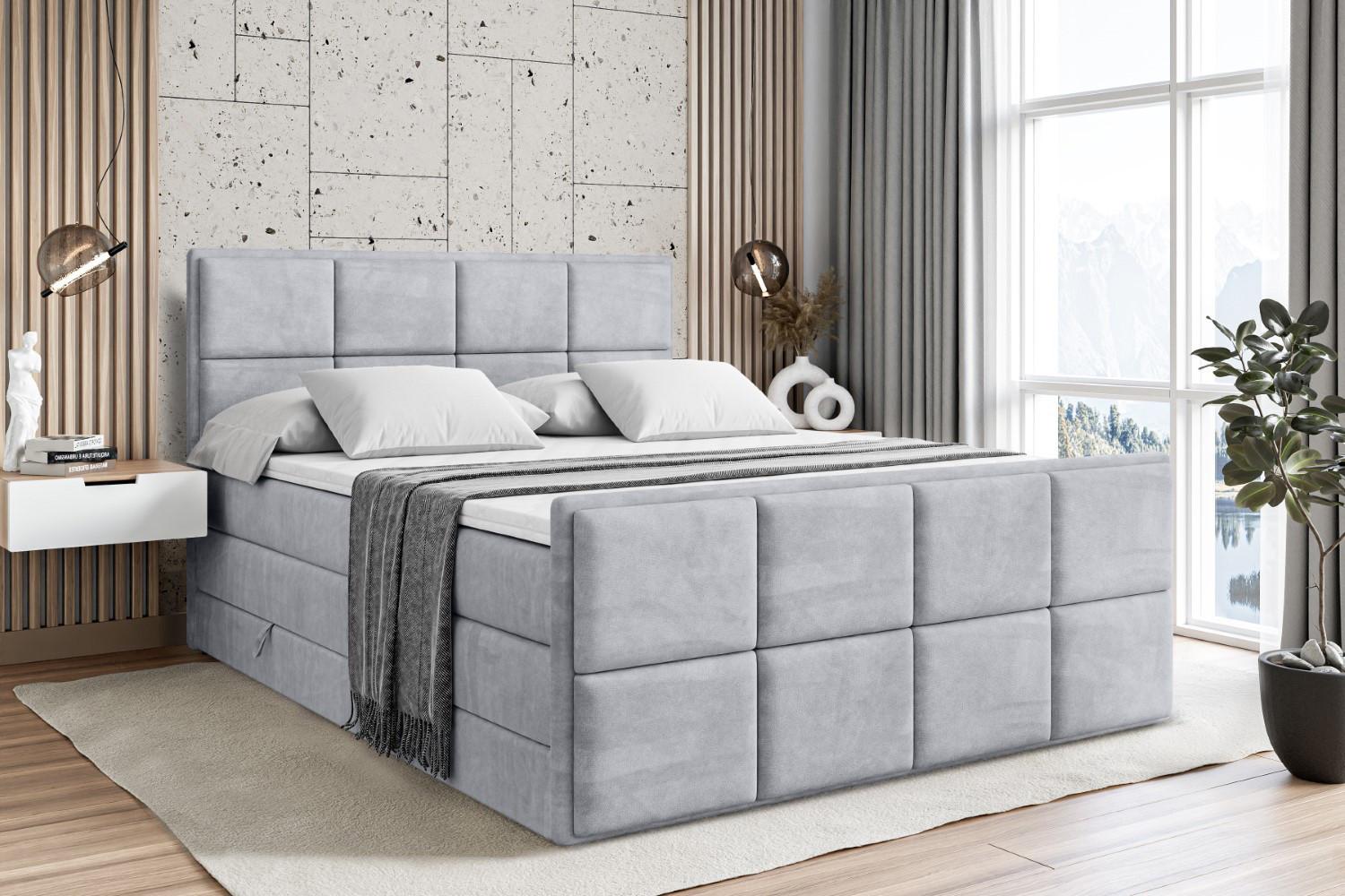 wohnli-moebel-suche-800001692796-1 BOXSPRINGBETT NOVA-Z KING - 200 x 200 - H3/H4 - Hellgrau Holzwerkstoff ALTDECOR Möbel > Betten > Boxspringbetten Grau