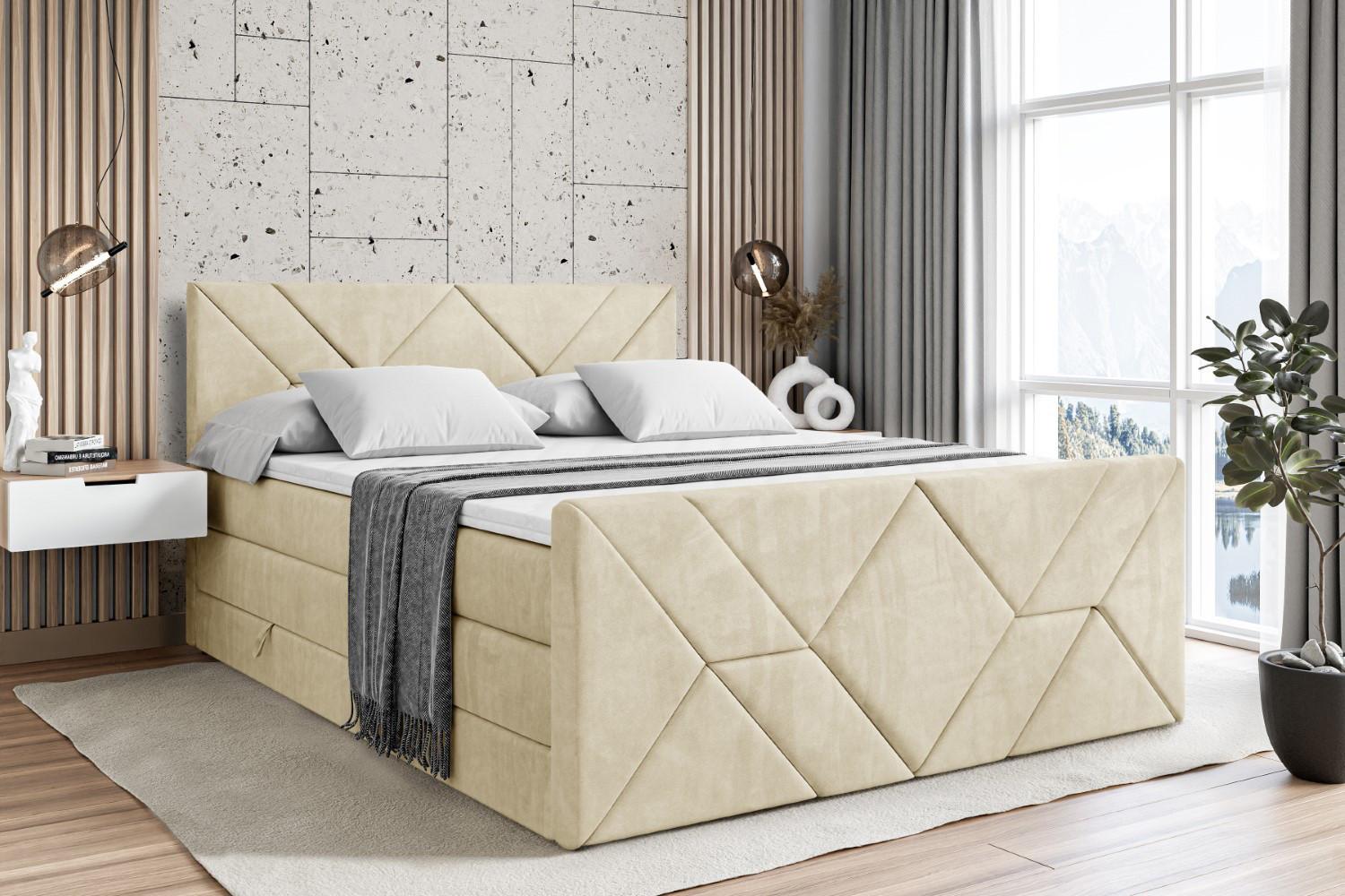wohnli-moebel-suche-800001692830-1 BOXSPRINGBETT BARWA-Z KING - 160x200 - H3/H4 - Beige Holzwerkstoff ALTDECOR Möbel > Betten > Boxspringbetten Beige