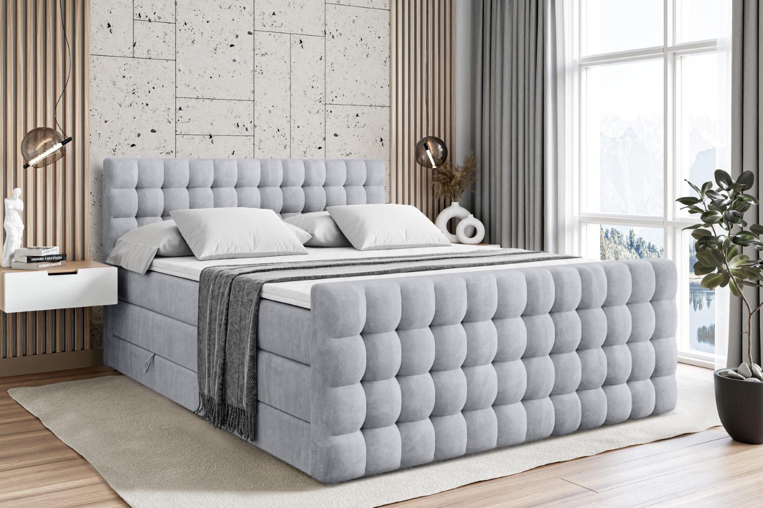 BOXSPRINGBETT VIONE-Z KING - 180 x 200 - H3/H4 - Hellgrau Holzwerkstoff ALTDECOR Möbel > Betten > Boxspringbetten Grau