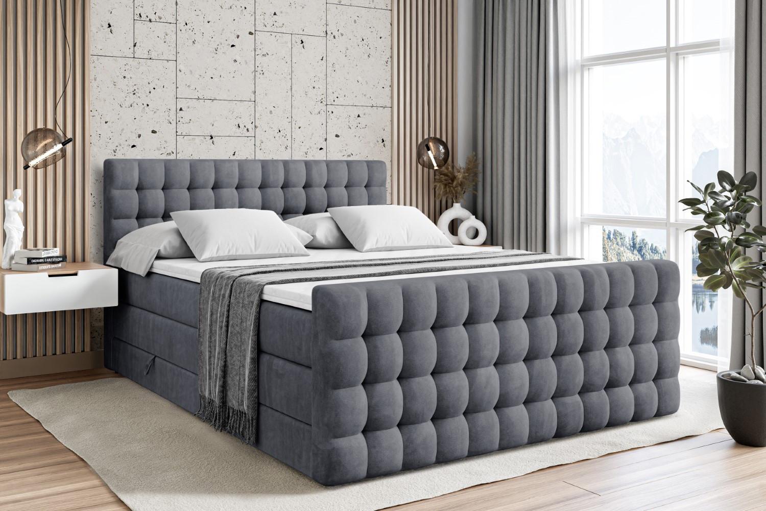 wohnli-moebel-suche-800001692890-1 BOXSPRINGBETT VIONE-Z KING - 140 x 200 - H3/H4 - Dunkelgrau Holzwerkstoff ALTDECOR Möbel > Betten > Boxspringbetten Grau