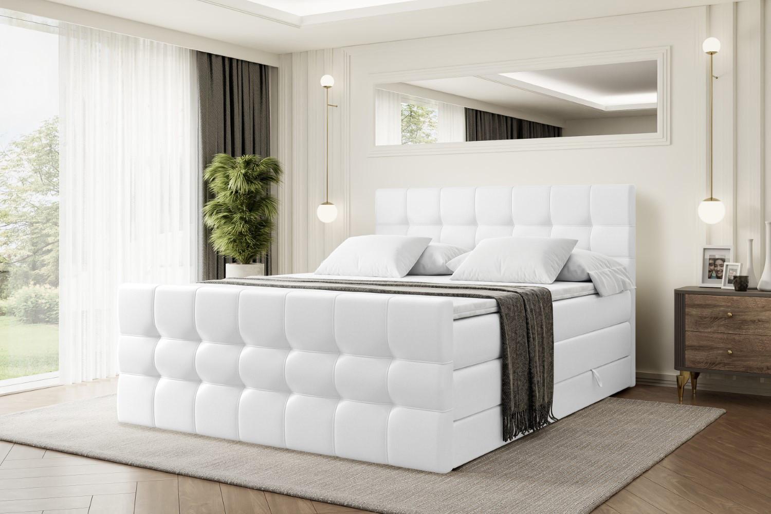 wohnli-moebel-suche-800001692934-1 BOXSPRINGBETT BERO-Z KING - 200 x 200 - H3/H4 - Weiß Hochglanz Holzwerkstoff ALTDECOR Möbel > Betten > Boxspringbetten Weiß