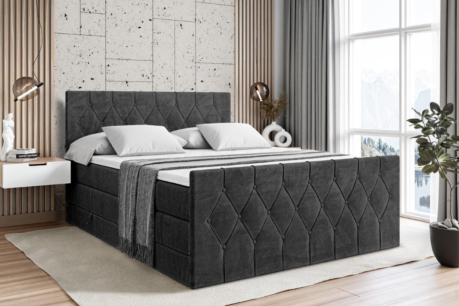 wohnli-moebel-suche-800001692941-1 BOXSPRINGBETT VELANTO-Z KING - 120 x 200 - H3/H4 - Schwarz Holzwerkstoff ALTDECOR Möbel > Betten > Boxspringbetten Schwarz