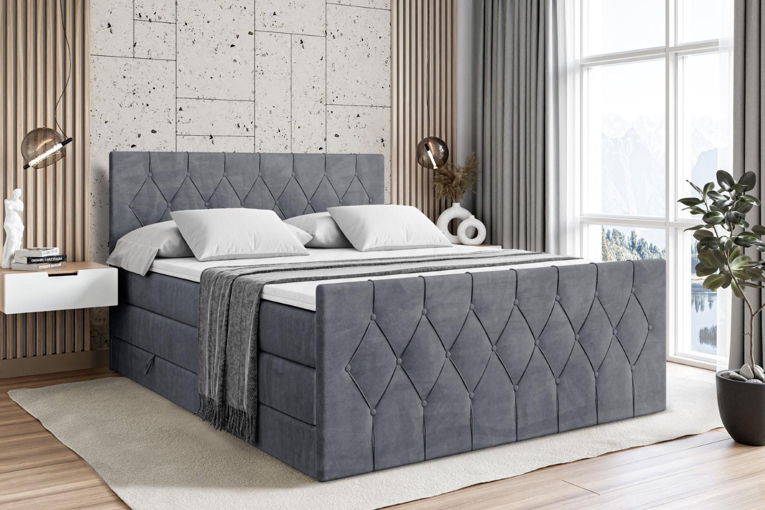 wohnli-moebel-suche-800001692955-1 BOXSPRINGBETT VELANTO-Z KING - 160 x 200 - H3/H4 - Dunkelgrau Holzwerkstoff ALTDECOR Möbel > Betten > Boxspringbetten Grau