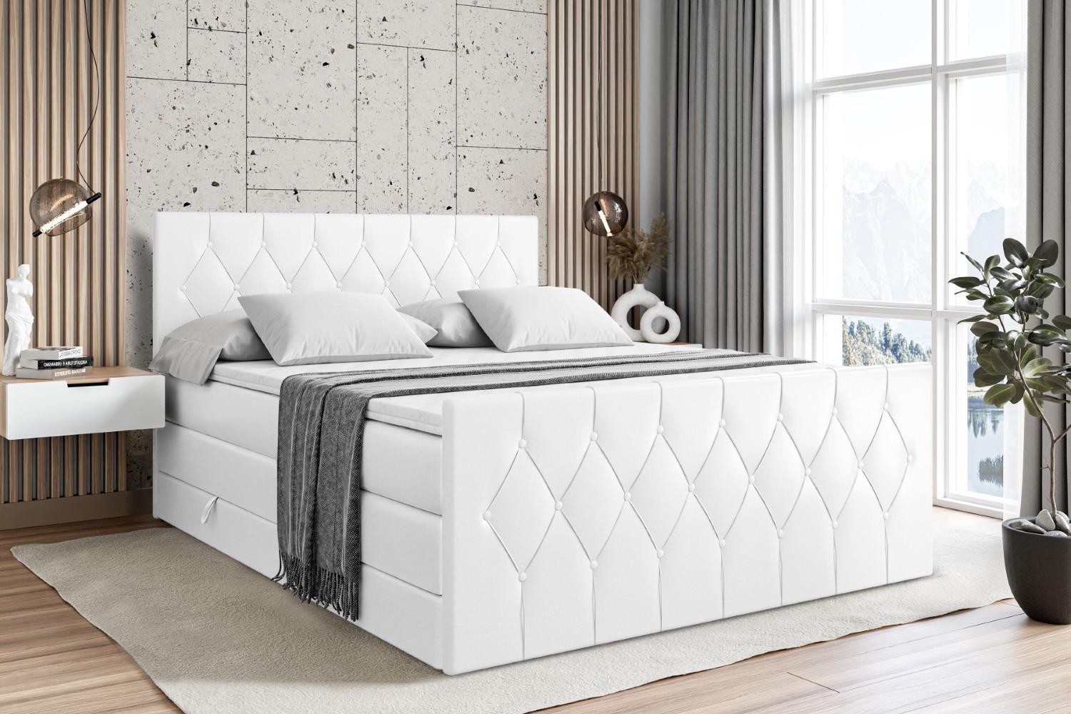 wohnli-moebel-suche-800001692957-1 BOXSPRINGBETT VELANTO-Z KING - 120 x 200 - H3/H4 - Weiß Hochglanz Holzwerkstoff ALTDECOR Möbel > Betten > Boxspringbetten Weiß