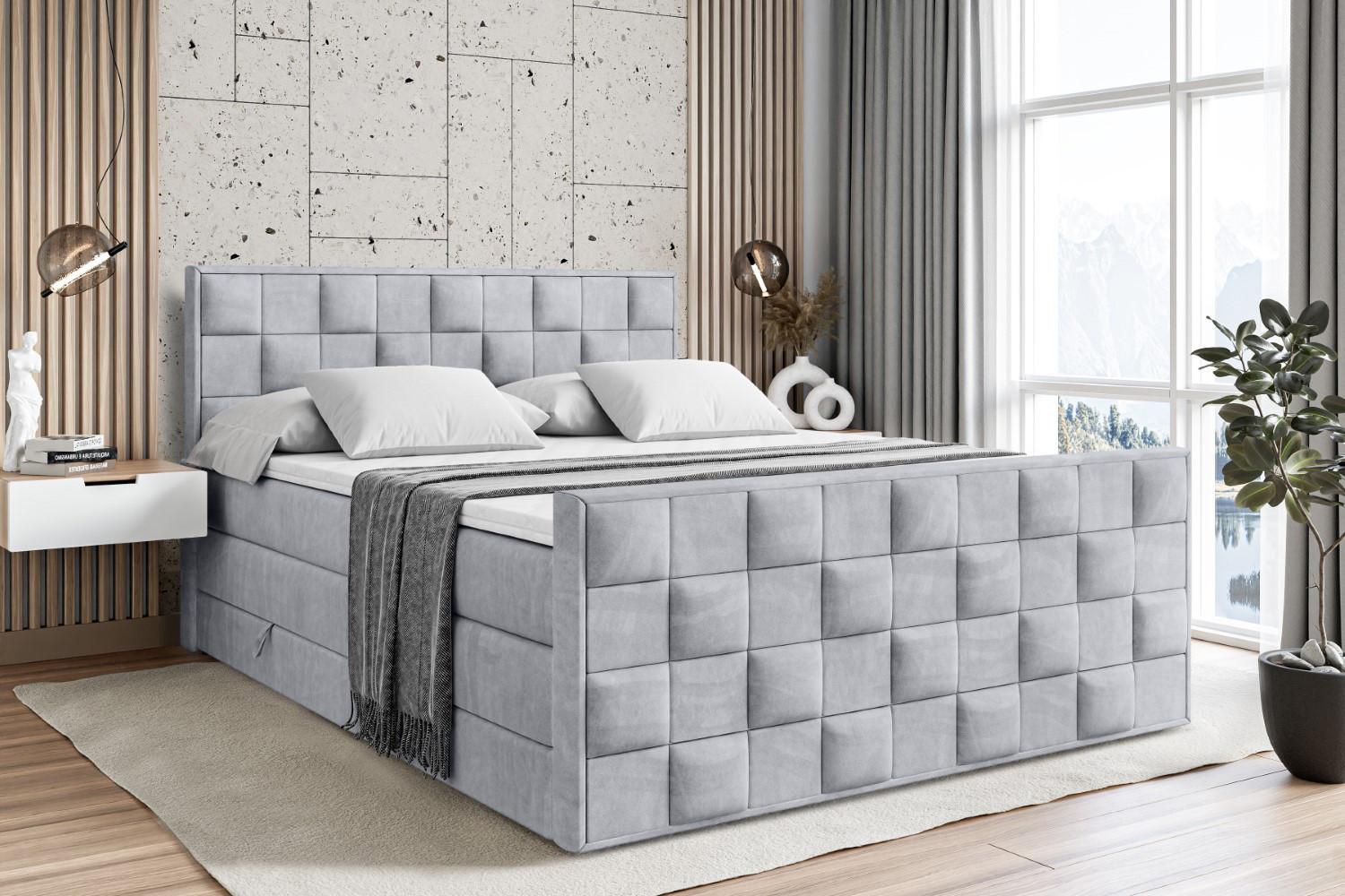 wohnli-moebel-suche-800001693056-1 BOXSPRINGBETT ZAFIRA KING - 140 x 200 - H3/H4 - Hellgrau Holzwerkstoff ALTDECOR Möbel > Betten > Boxspringbetten Grau
