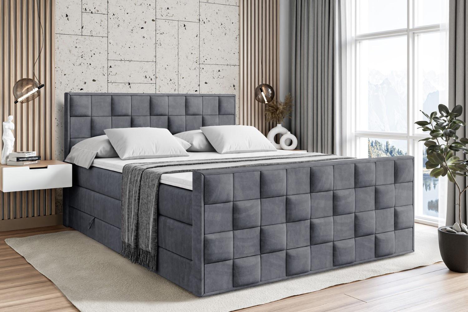 BOXSPRINGBETT ZAFIRA KING - 120 x 200 - H3/H4 - Dunkelgrau Holzwerkstoff ALTDECOR Möbel > Betten > Boxspringbetten Grau