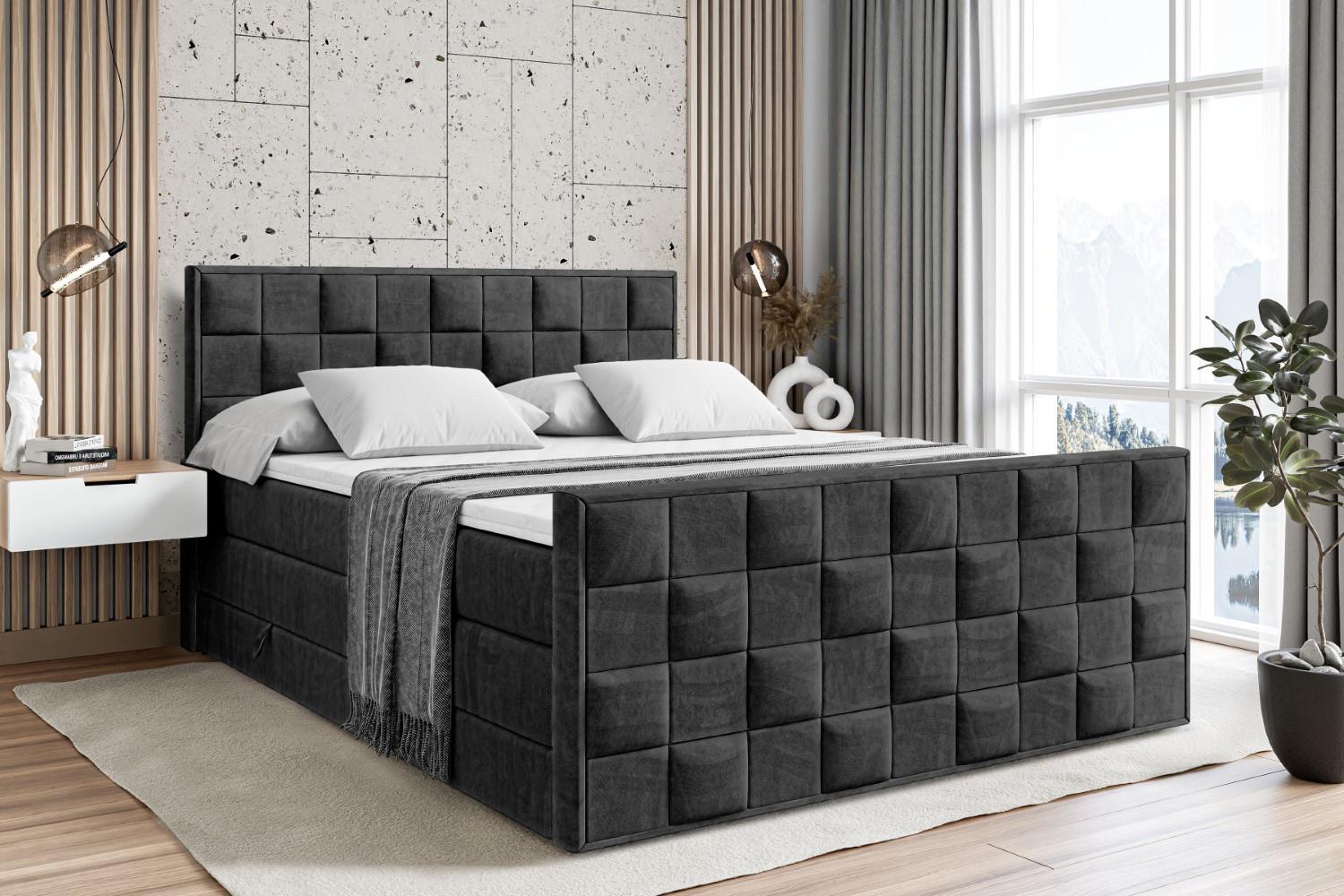 wohnli-moebel-suche-800001693095-1 BOXSPRINGBETT ZAFIRA KING - 160 x 200 - H3/H4 - Schwarz Holzwerkstoff ALTDECOR Möbel > Betten > Boxspringbetten Schwarz