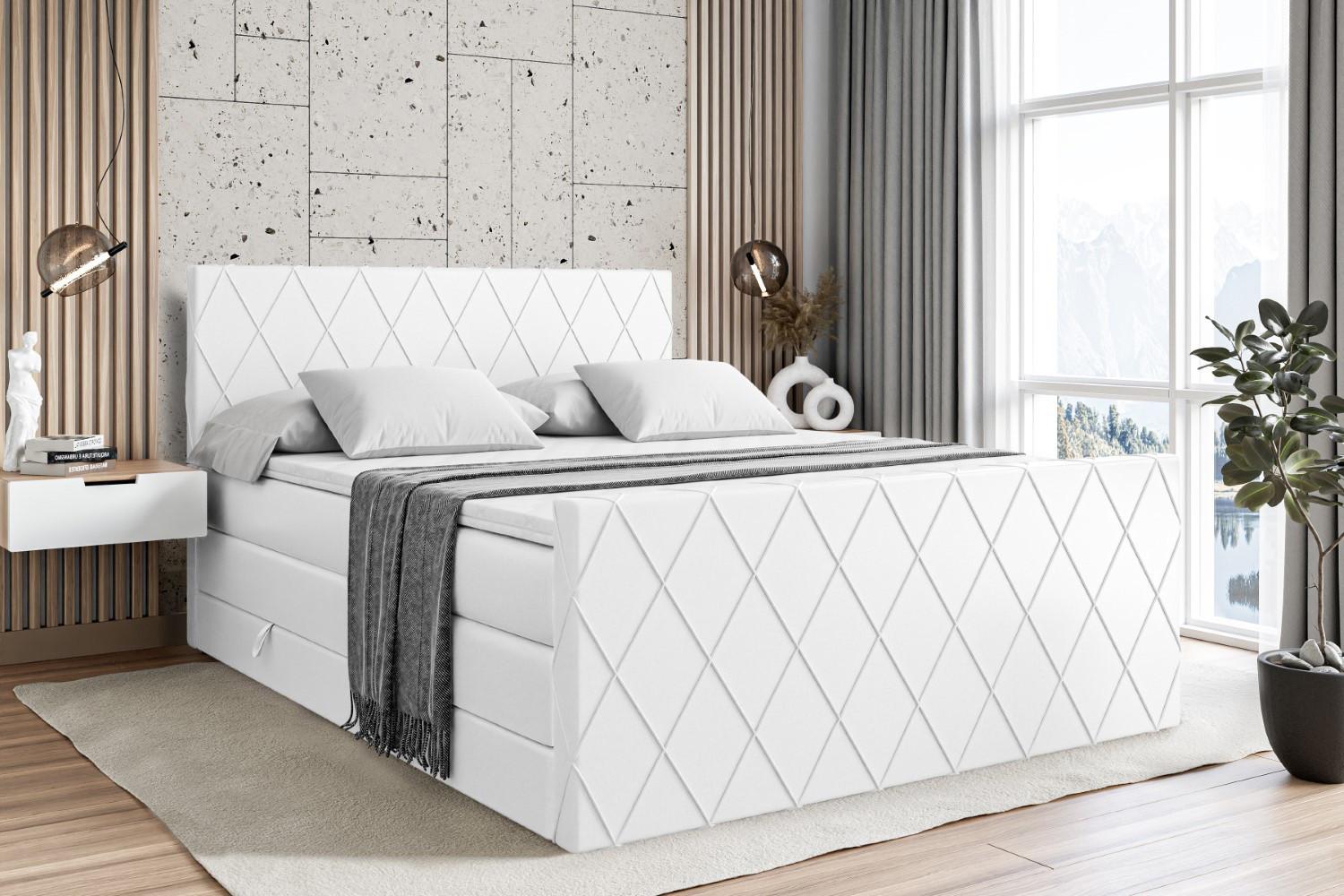 wohnli-moebel-suche-800001693104-1 BOXSPRINGBETT LEPARO-Z KING - 200 x 200 - H3/H4 - Weiß Hochglanz Holzwerkstoff ALTDECOR Möbel > Betten > Boxspringbetten Weiß