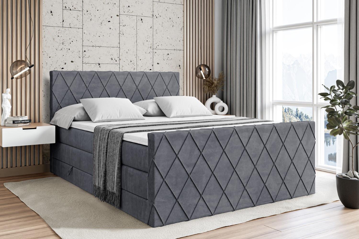 wohnli-moebel-suche-800001693126-1 BOXSPRINGBETT LEPARO-Z KING - 160 x 200 - H3/H4 - Dunkelgrau Holzwerkstoff ALTDECOR Möbel > Betten > Boxspringbetten Grau