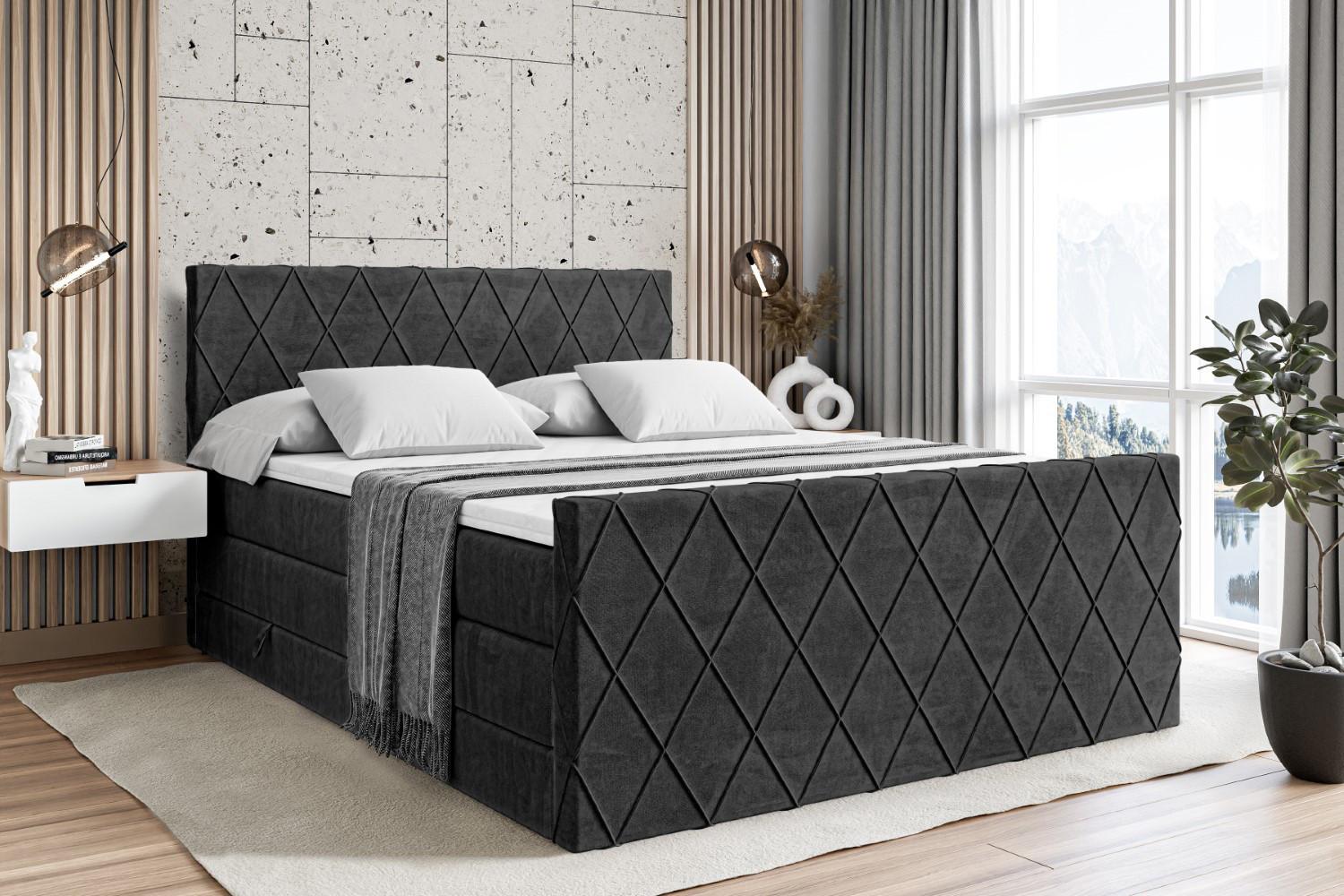 wohnli-moebel-suche-800001693139-1 BOXSPRINGBETT LEPARO-Z KING - 160 x 200 - H3/H4 - Schwarz Holzwerkstoff ALTDECOR Möbel > Betten > Boxspringbetten Schwarz