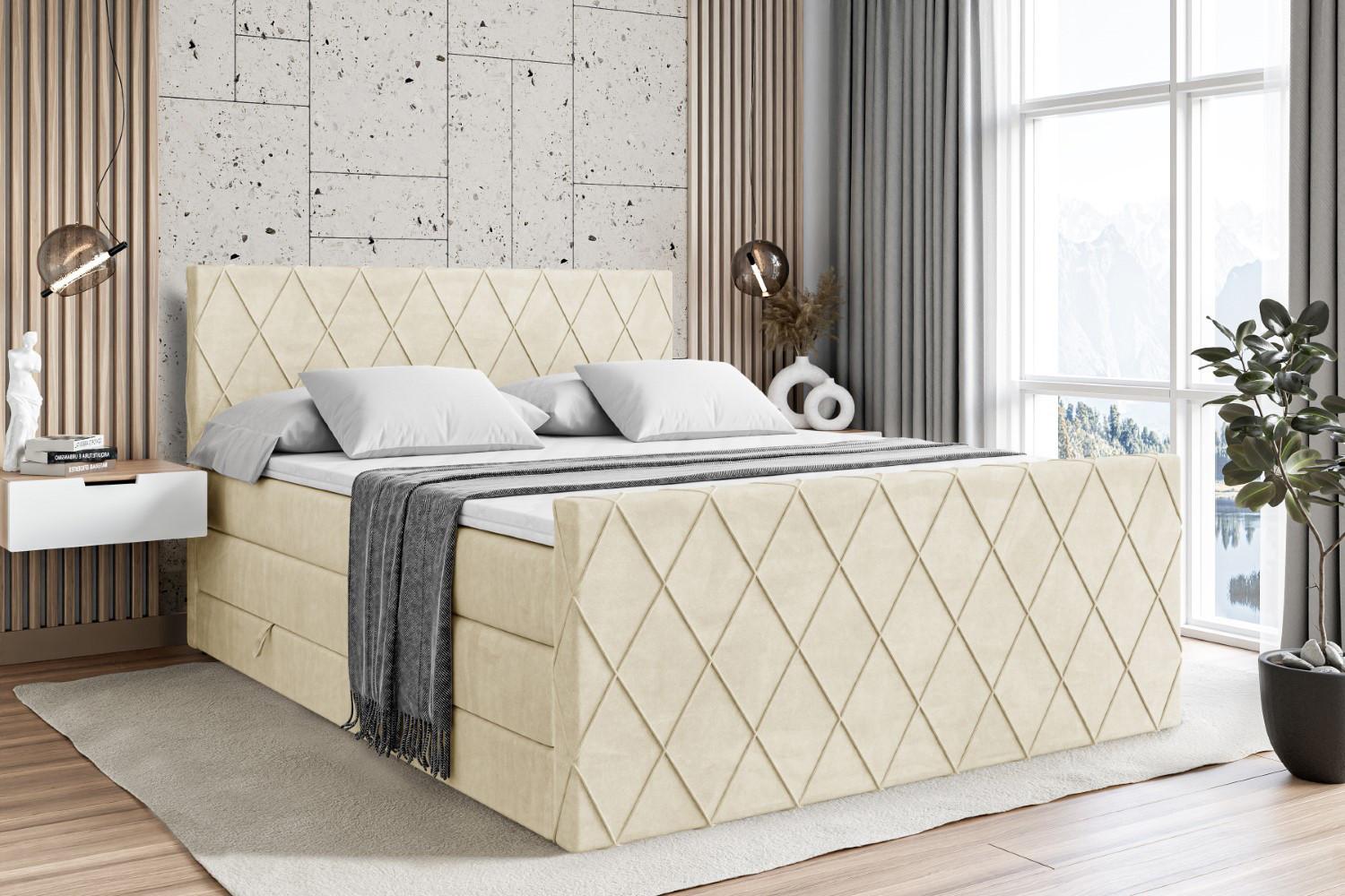 BOXSPRINGBETT LEPARO-Z KING - 120 x 200 - H3/H4 - Beige Holzwerkstoff ALTDECOR Möbel > Betten > Boxspringbetten Beige