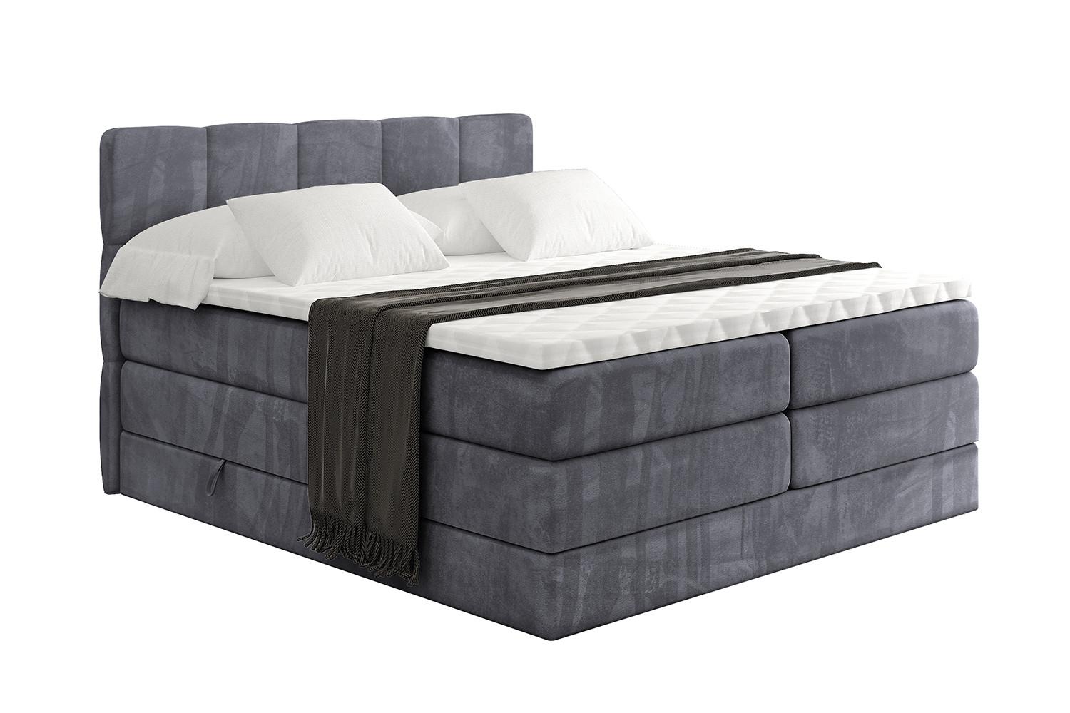 Wohnli Möbelsuche - BOXSPRINGBETT mit Matratze H3|H4 und Lattenrost - LIRO KING-120x200 - Dunkelgrau Casablanca