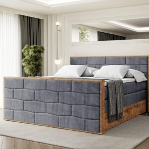 wohnli-moebel-suche-800001699240-1 BOXSPRINGBETT mit Matratze H3|H4 und Lattenrost - LOLLI8-Z KING-120x200 - Dunkelgrau Casablanca Holzwerkstoff ALTDECOR Möbel > Betten > Boxspringbetten Grau