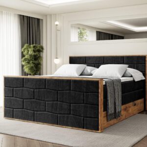 wohnli-moebel-suche-800001699244-1 BOXSPRINGBETT mit Matratze H3|H4 und Lattenrost - LOLLI8-Z KING-180x200 - Schwarz Casablanca Holzwerkstoff ALTDECOR Möbel > Betten > Boxspringbetten Schwarz