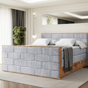 BOXSPRINGBETT mit Matratze H3|H4 und Lattenrost - LOLLI8-Z KING-140x200 - Grau Monolith Holzwerkstoff ALTDECOR Möbel > Betten > Boxspringbetten Grau