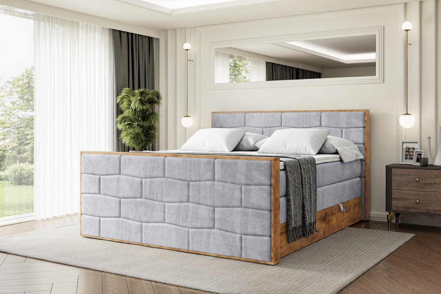 BOXSPRINGBETT mit Matratze H3|H4 und Lattenrost - LOLLI8-Z KING-140x200 - Grau Monolith Holzwerkstoff ALTDECOR Möbel > Betten > Boxspringbetten Grau