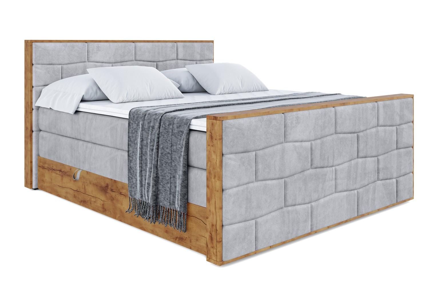 Wohnli Möbelsuche - BOXSPRINGBETT mit Matratze H3|H4 und Lattenrost - LOLLI8-Z KING-140x200 - Grau Monolith