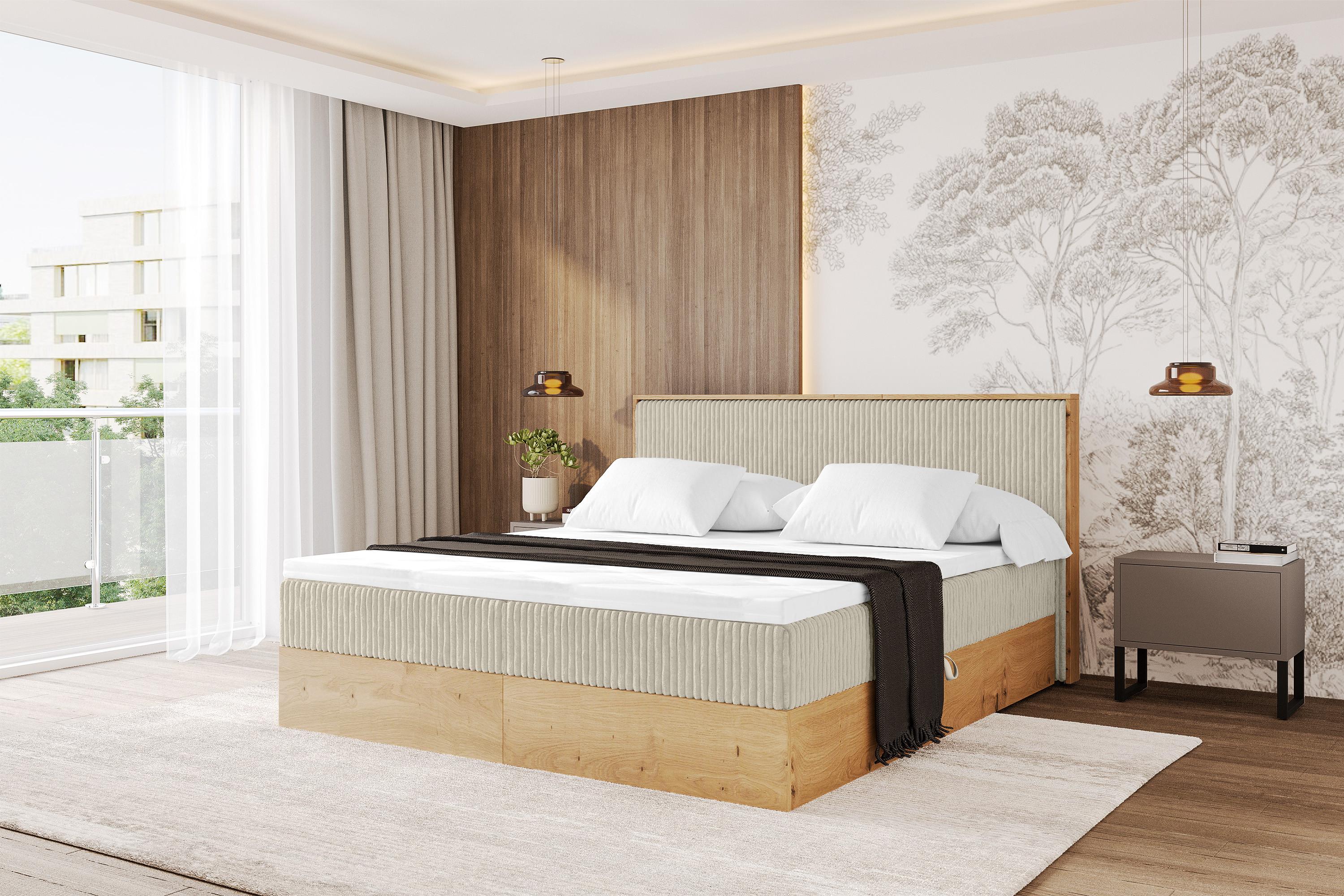 BOXBETT LOLLI9 - 120x200 - H3 Creme Holzwerkstoff ALTDECOR Möbel > Betten > Boxspringbetten Beige