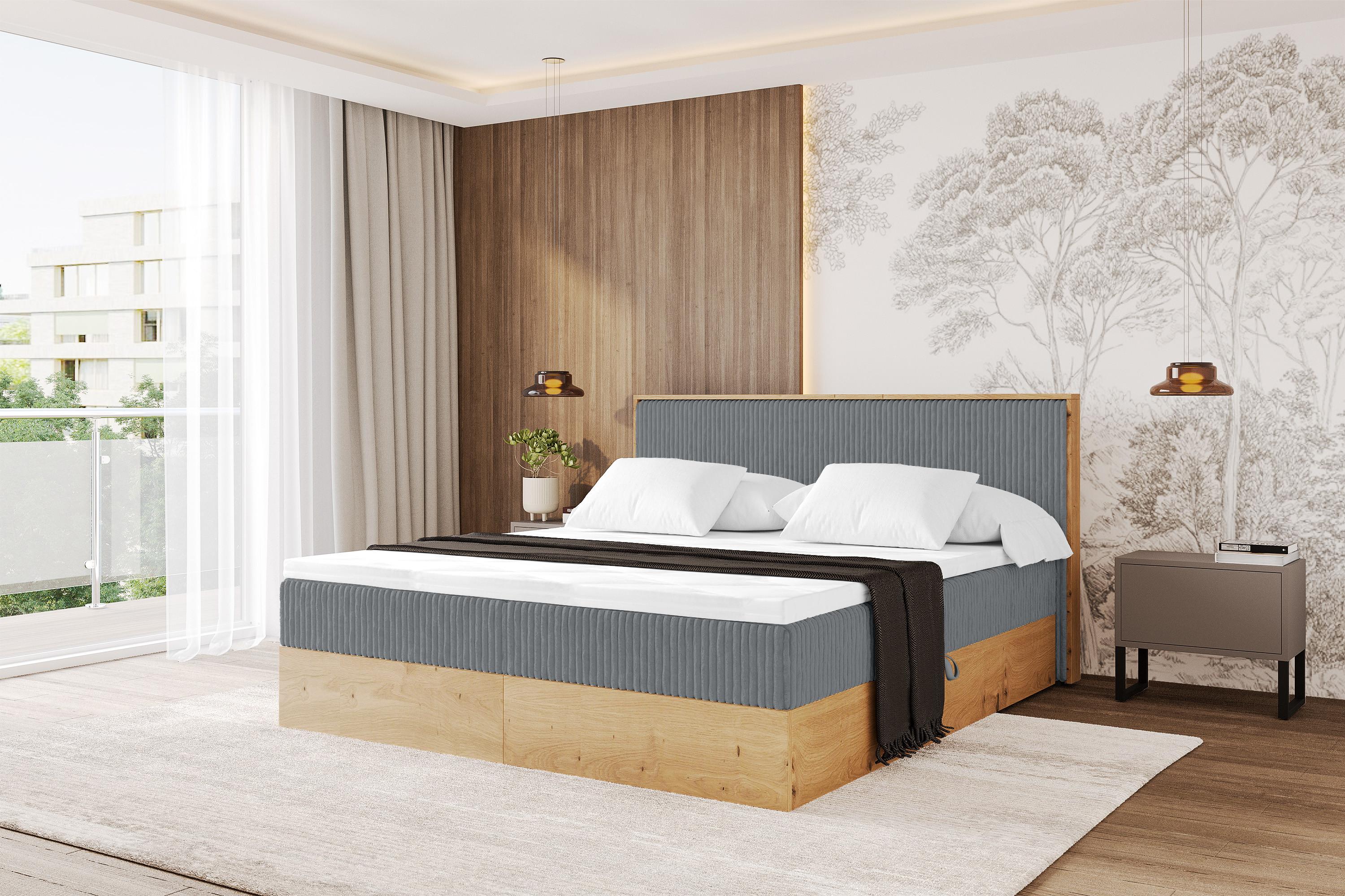 BOXBETT LOLLI9 - 160x200 - H3 Dunkelgrau Holzwerkstoff ALTDECOR Möbel > Betten > Boxspringbetten Grau