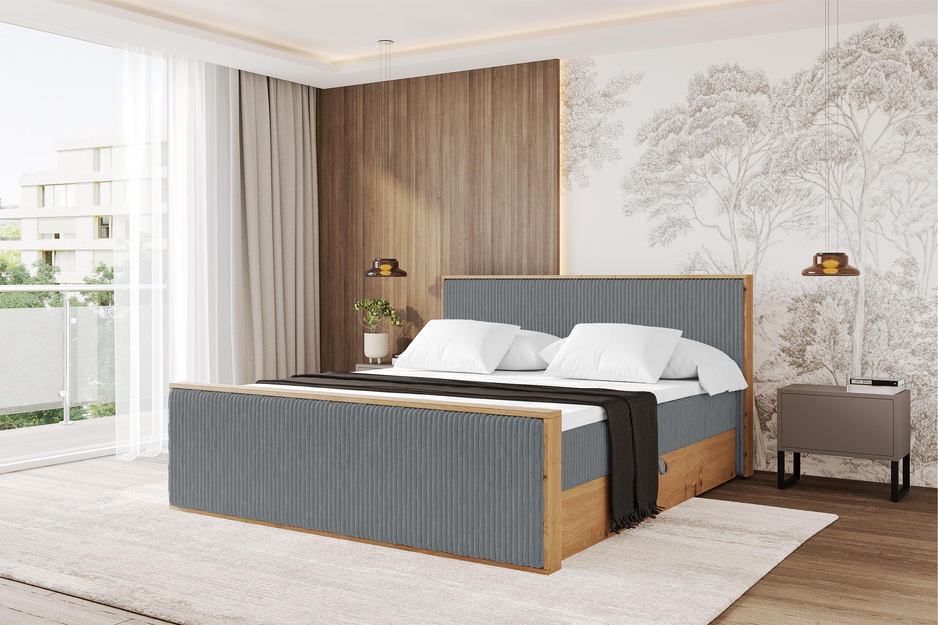 BOXBETT LOLLI9 -Z 140x200 - H3 Dunkelgrau Holzwerkstoff ALTDECOR Möbel > Betten > Boxspringbetten Grau