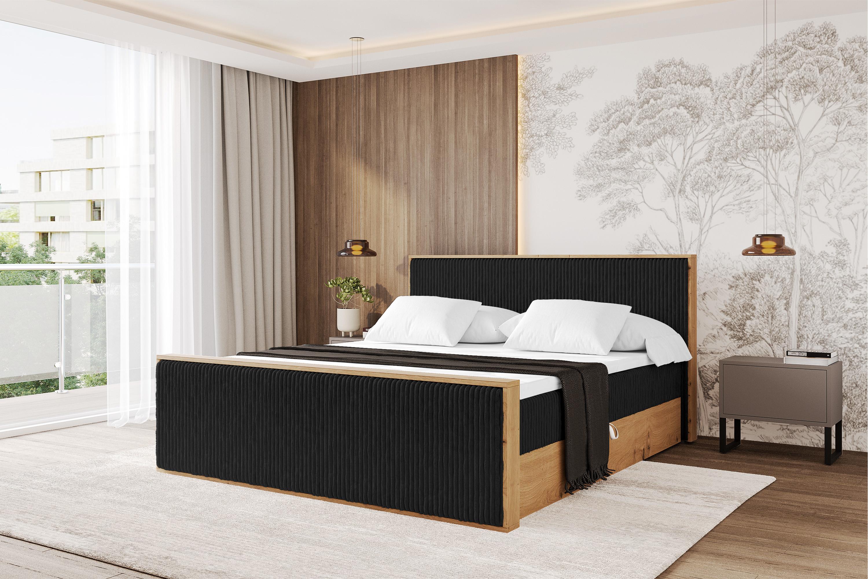 BOXBETT LOLLI9 -Z 200x200 - H3 Schwarz Holzwerkstoff ALTDECOR Möbel > Betten > Boxspringbetten Schwarz
