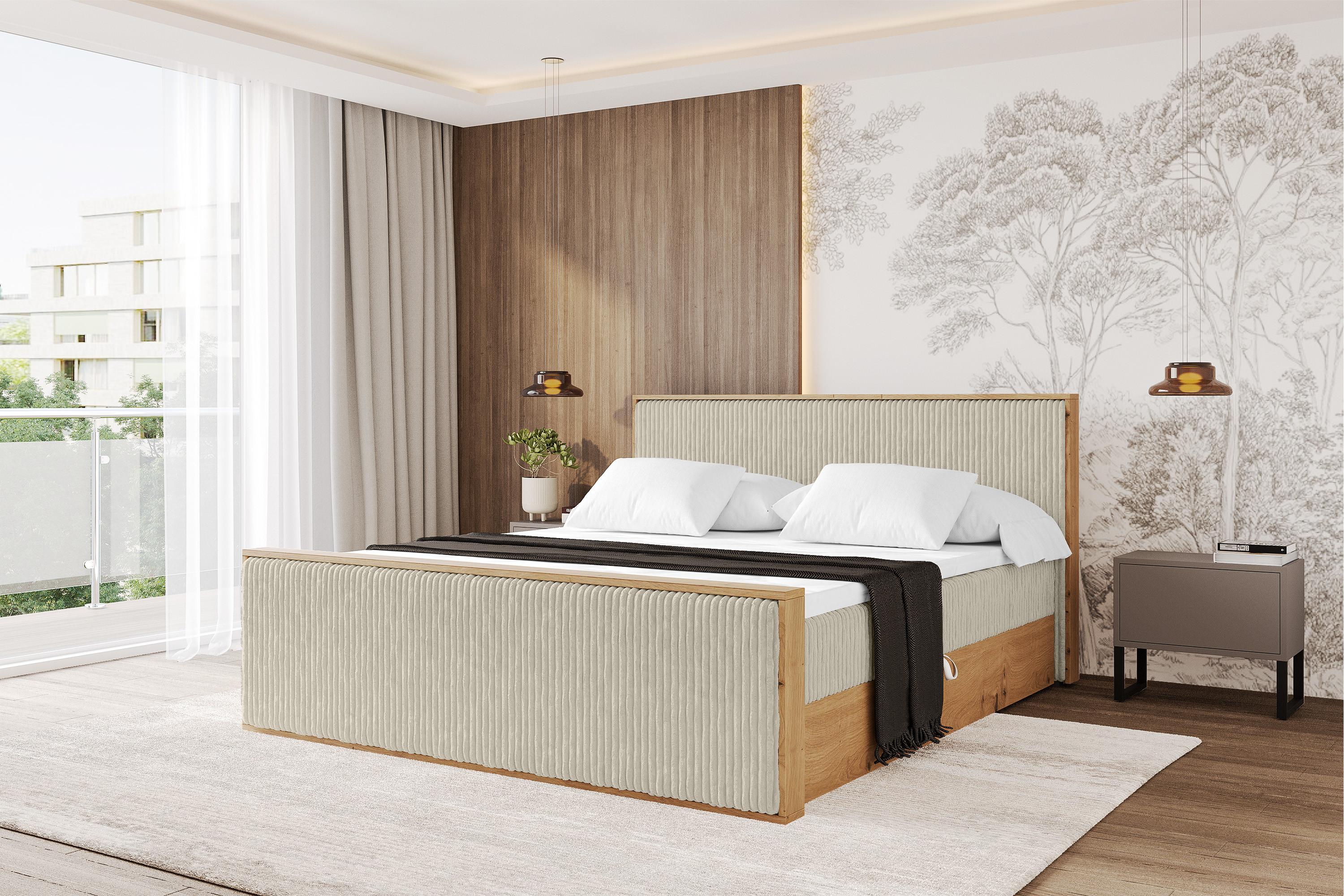 BOXBETT LOLLI9 -Z 180x200 - H3 Creme Holzwerkstoff ALTDECOR Möbel > Betten > Boxspringbetten Beige