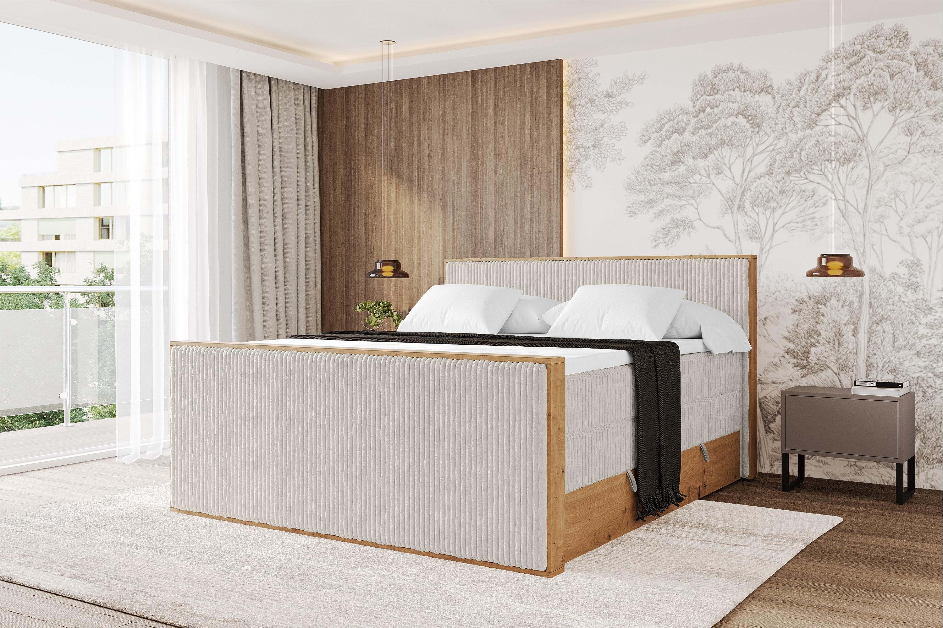 BOXSPRINGBETT LOLLI9 -Z-KING 120x200 - H3/H4 Creme Holzwerkstoff ALTDECOR Möbel > Betten > Boxspringbetten Weiß