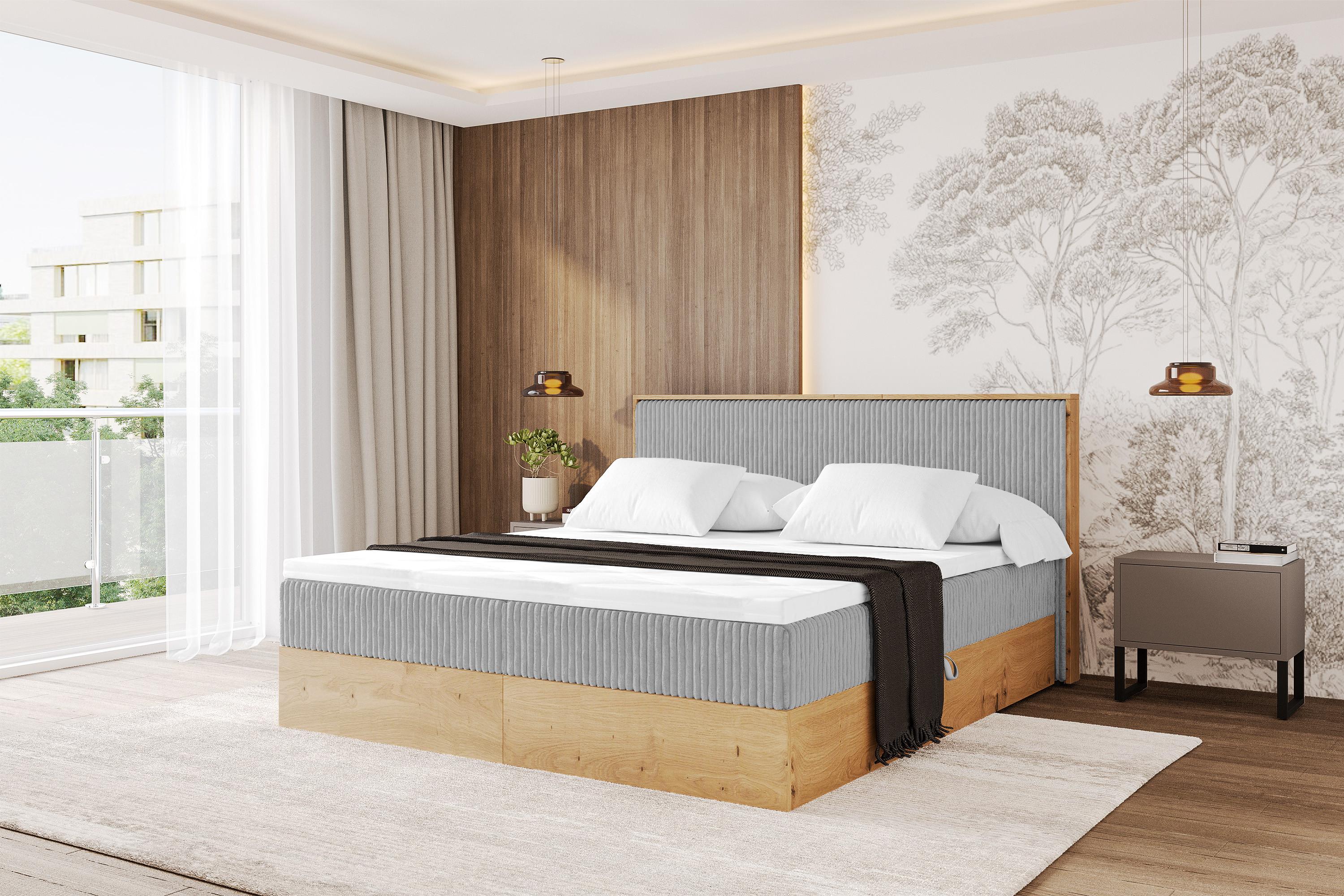 BOXBETT LOLLI9 - 140x200 - H3 Grau Holzwerkstoff ALTDECOR Möbel > Betten > Boxspringbetten Grau