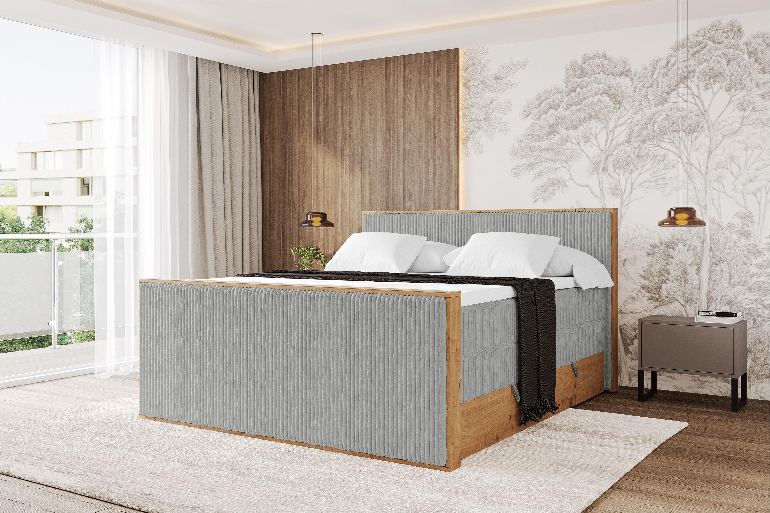 BOXSPRINGBETT LOLLI9 -Z-KING 180x200 - H3/H4 Grau Holzwerkstoff ALTDECOR Möbel > Betten > Boxspringbetten Grau
