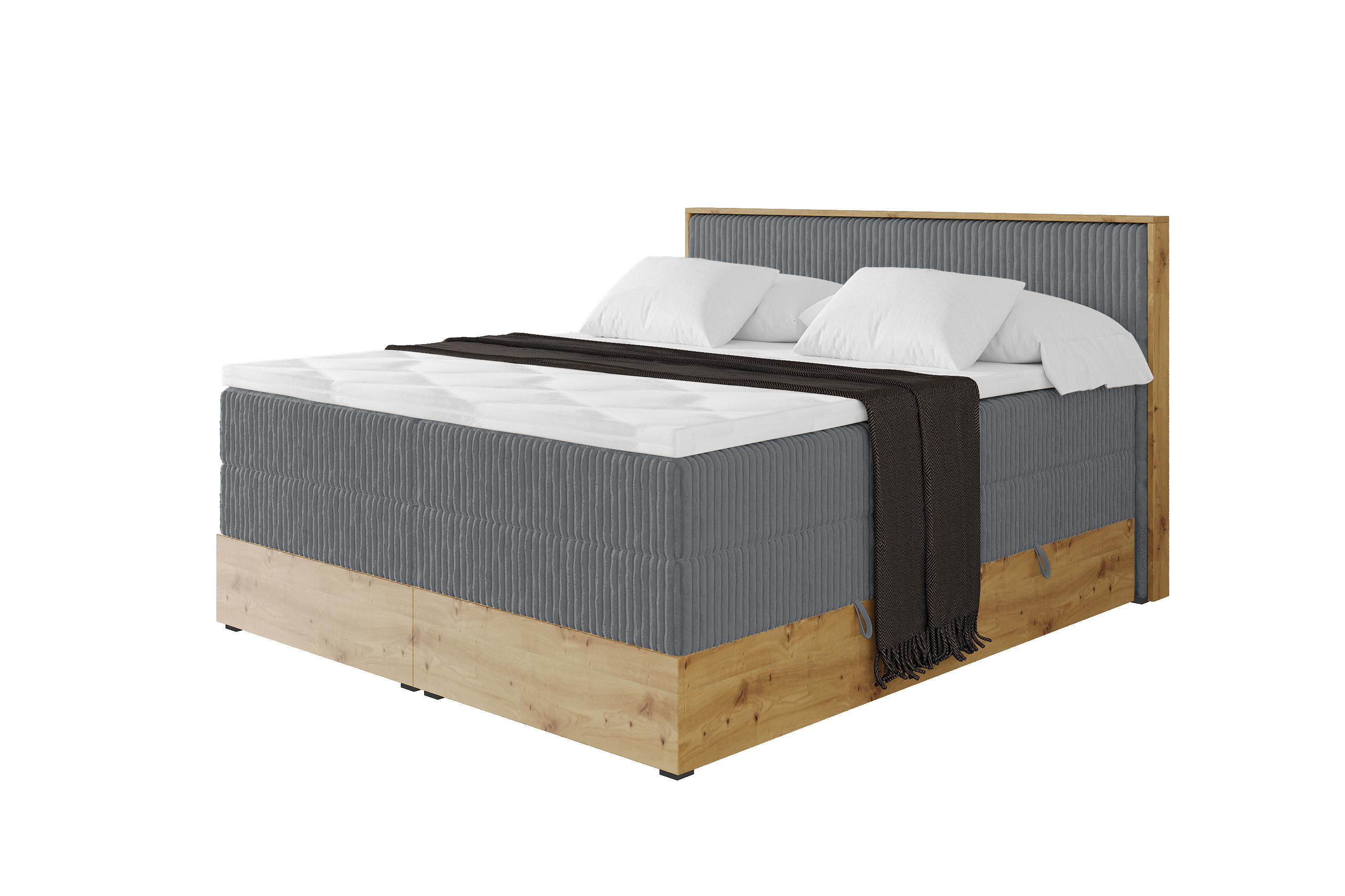 Wohnli Möbelsuche - BOXSPRINGBETT LOLLI9 -KING 120x200 - H3/H4 Dunkelgrau