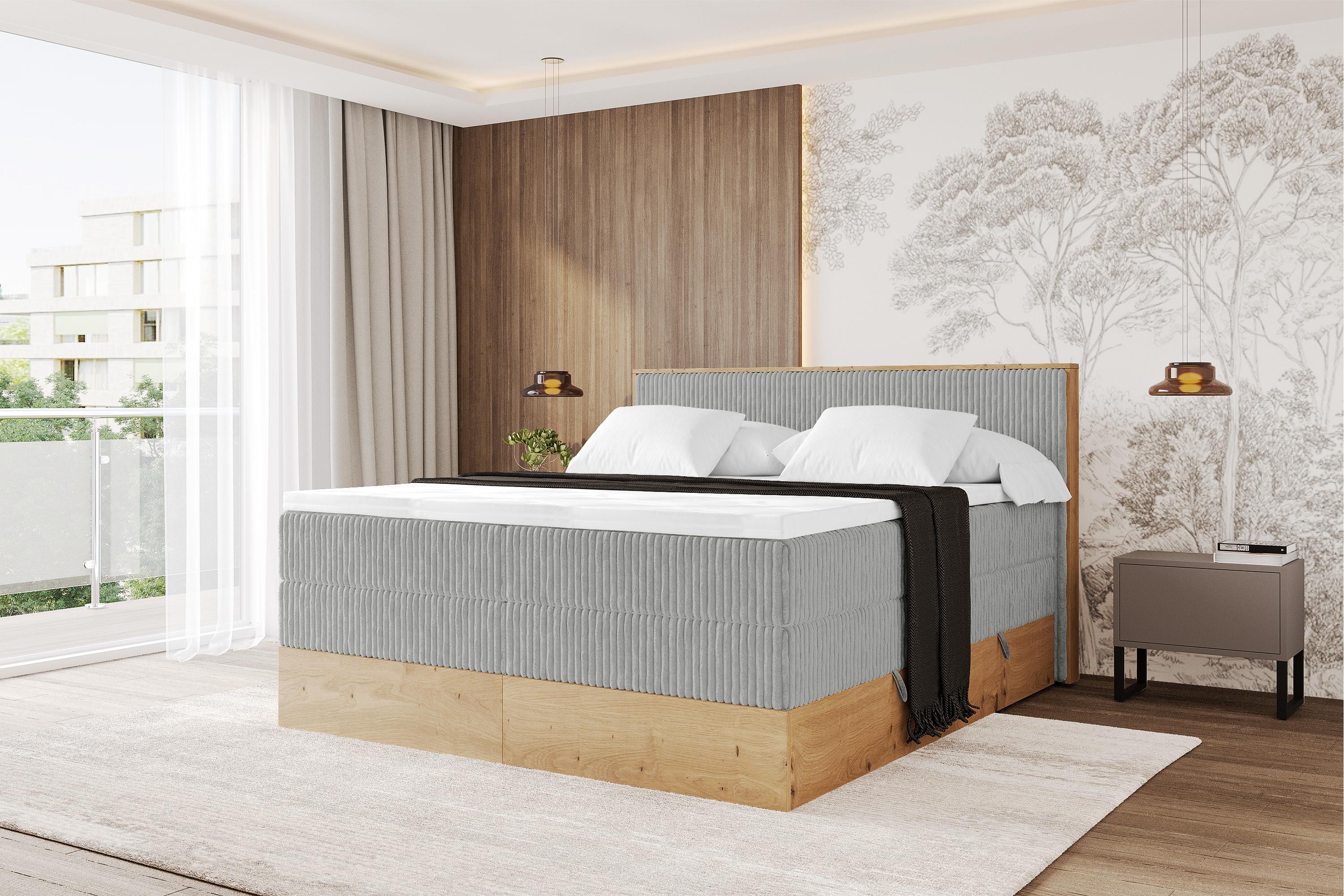 BOXSPRINGBETT LOLLI9 -KING 180x200 - H3/H4 Grau Holzwerkstoff ALTDECOR Möbel > Betten > Boxspringbetten Grau