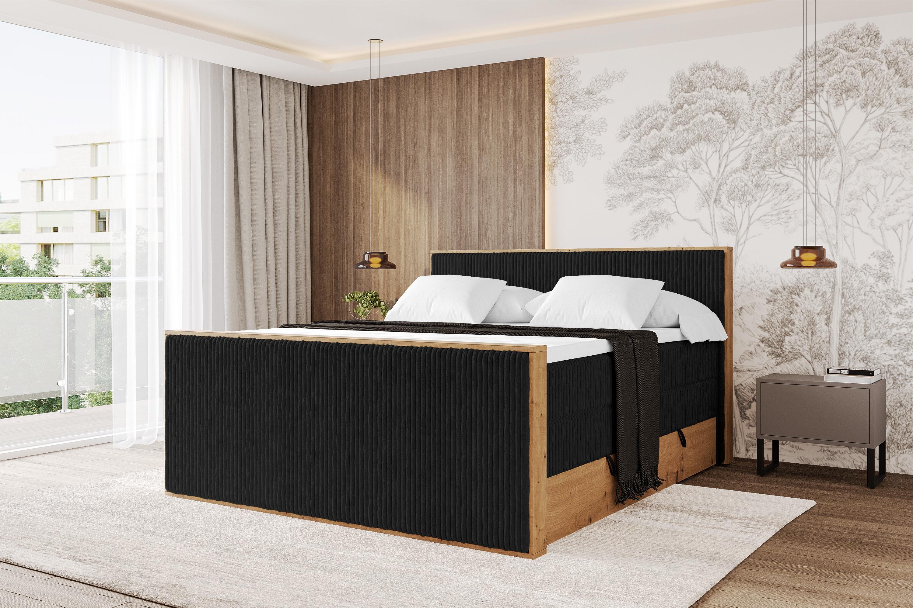 BOXSPRINGBETT LOLLI9 -Z-KING 120x200 - H3/H4 Schwarz Holzwerkstoff ALTDECOR Möbel > Betten > Boxspringbetten Schwarz