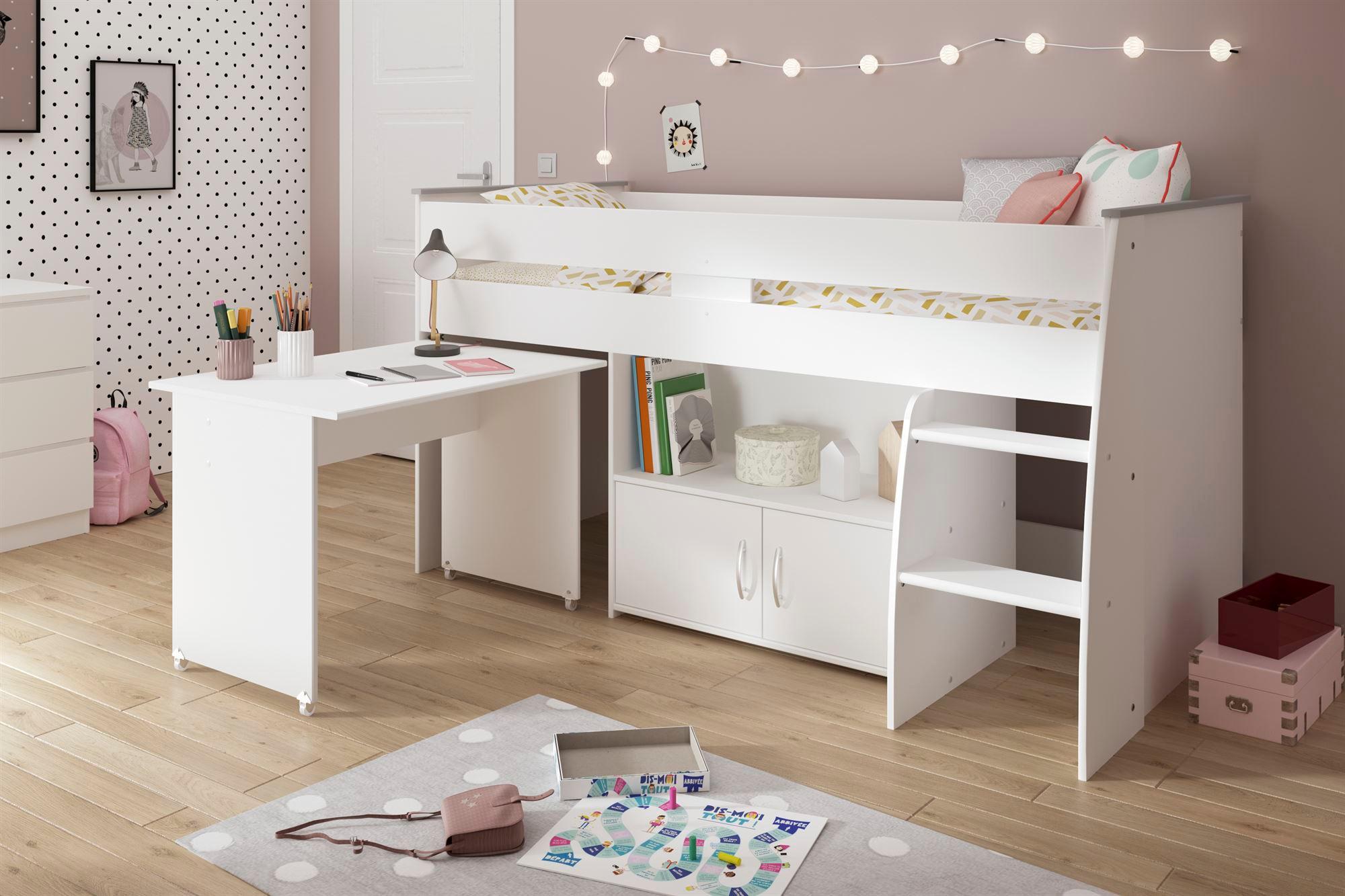 HOCHBETT Parisot Reverse 90x200 Holznachbildung Weiß Kunststoff 58aufmkessel Möbel > Betten > Hoch- und Etagenbetten > Hochbetten Weiß