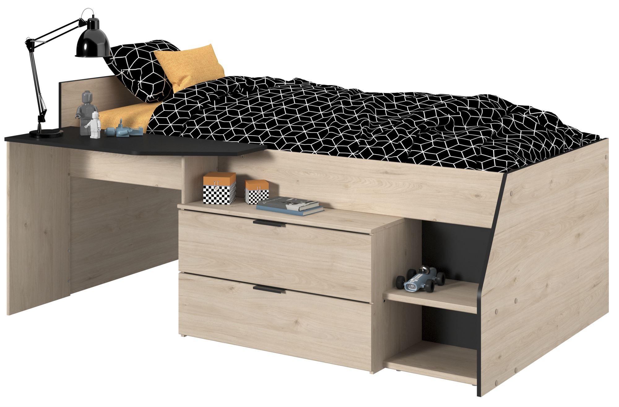 wohnli-moebel-suche-800001701258 Wohnli Möbelsuche - HOCHBETT Parisot Milky 90x200 Holznachbildung Weiß/Japanische Eiche