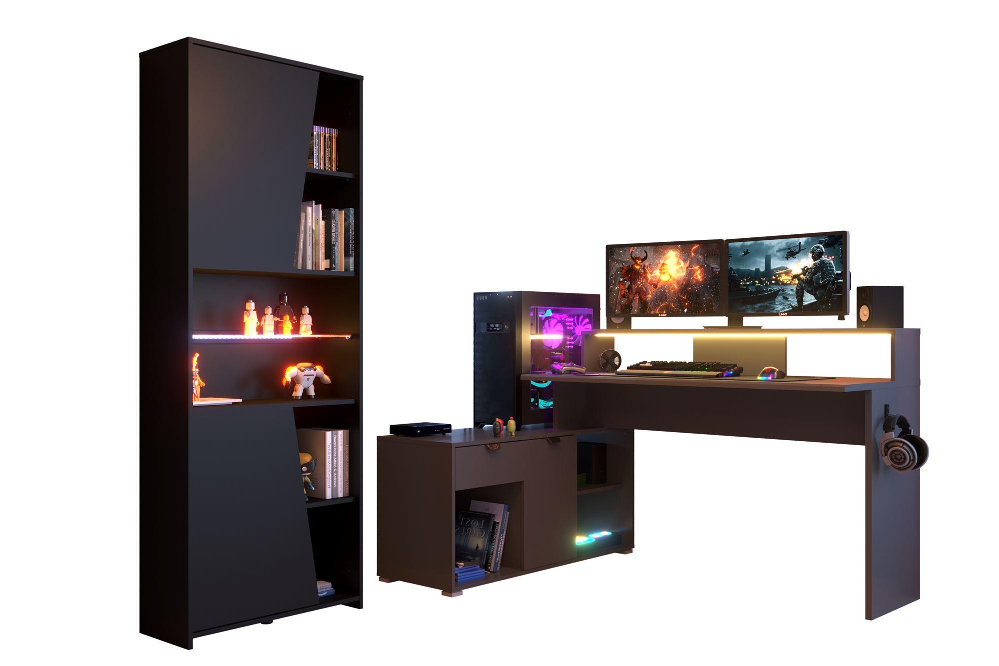 wohnli-moebel-suche-800001702331 Wohnli Möbelsuche - GAMING Schreibtisch Parisot Work 2-tlg. Holznachbildung Grau/Schwarz