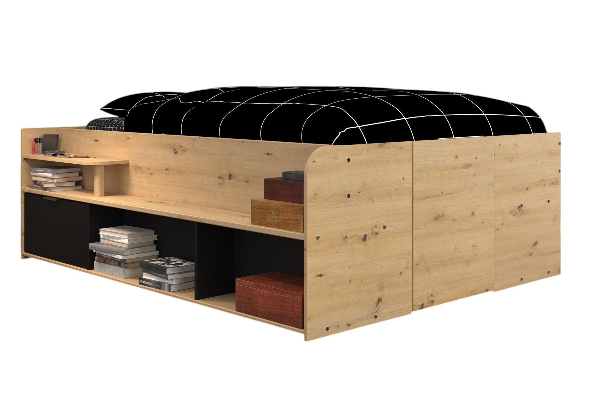 wohnli-moebel-suche-800001702569 Wohnli Möbelsuche - HOCHBETT Parisot Travel 140x200 Holznachbildung Artisan Eiche/Schwarz