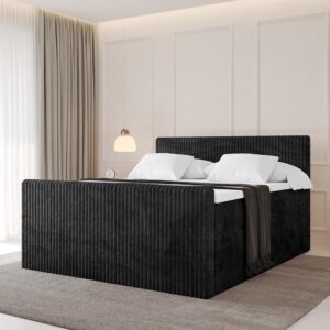wohnli-moebel-suche-800001703874-1 BOXSPRINGBETT mit Matratze H3|H4 und Lattenrost - TOLO-Z KING 140x200 Cord - Schwarz Holzwerkstoff ALTDECOR Möbel > Betten > Boxspringbetten Schwarz
