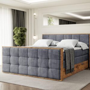 wohnli-moebel-suche-800001704391-1 BOXSPRINGBETT mit Matratze H3|H4 und Lattenrost - LOLLI7-Z KING-200x200 - Dunkelgrau Casablanca Holzwerkstoff ALTDECOR Möbel > Betten > Boxspringbetten Grau