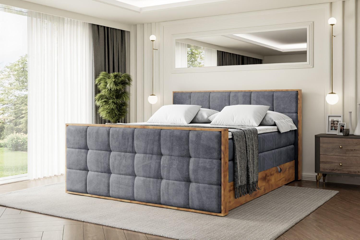 BOXSPRINGBETT mit Matratze H3|H4 und Lattenrost - LOLLI7-Z KING-120x200 - Dunkelgrau Casablanca Holzwerkstoff ALTDECOR Möbel > Betten > Boxspringbetten Grau