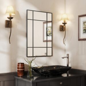 WANDSPIEGEL Glas Metall Schwarz Metall HOMCOM Spiegel Schwarz