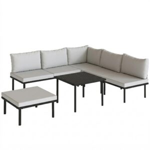 wohnli-moebel-suche-800001706337 Wohnli Möbelsuche - GARTENLOUNGE-SET 6er Set Metall Polyester Hellgrau