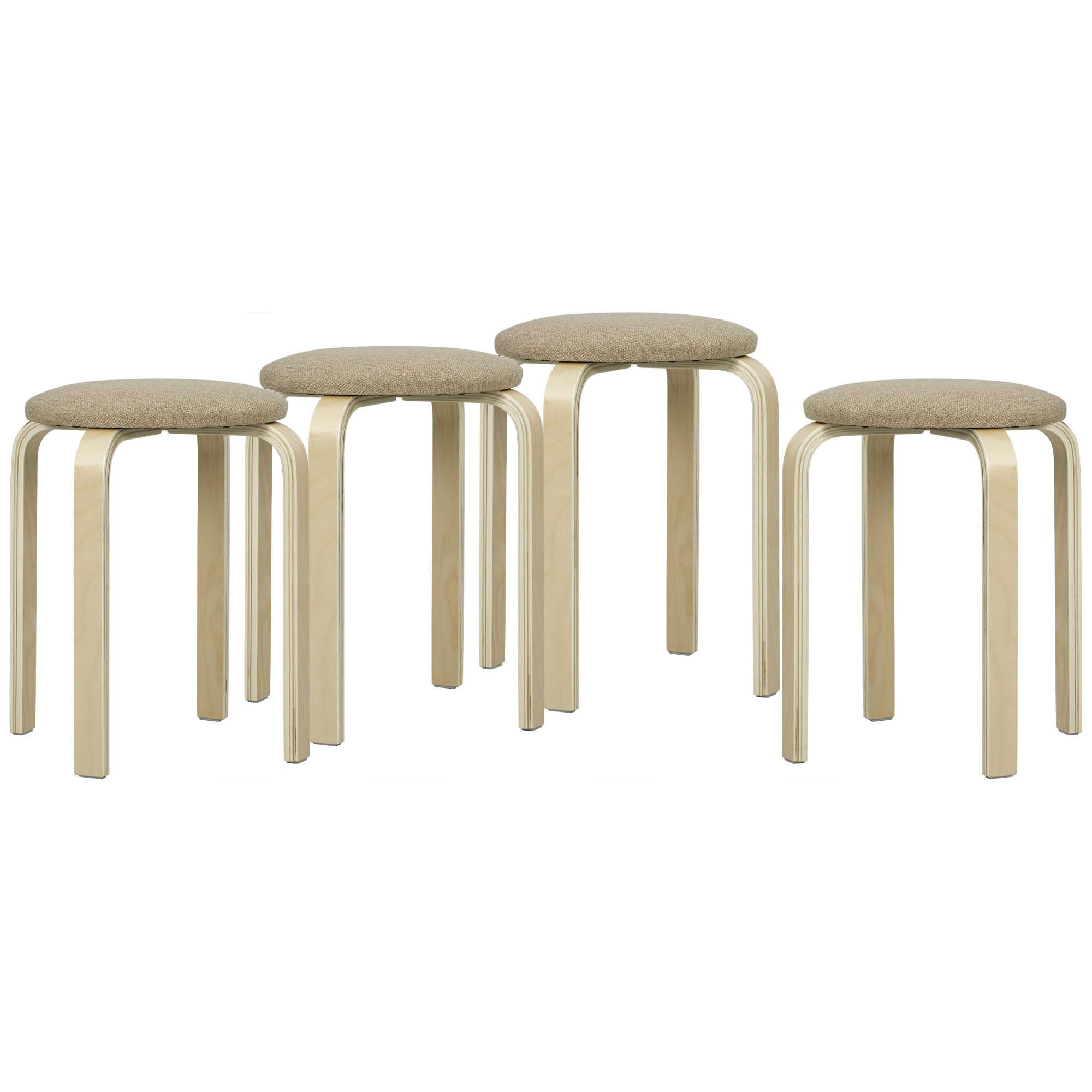 Wohnli Möbelsuche - HOCKER 4er Set Holzwerkstoff Polyester Khaki